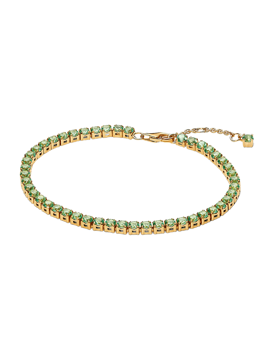 Pandora - 14k gold-plated bracelet with mint green crystal - kettingarmbanden - green - 1