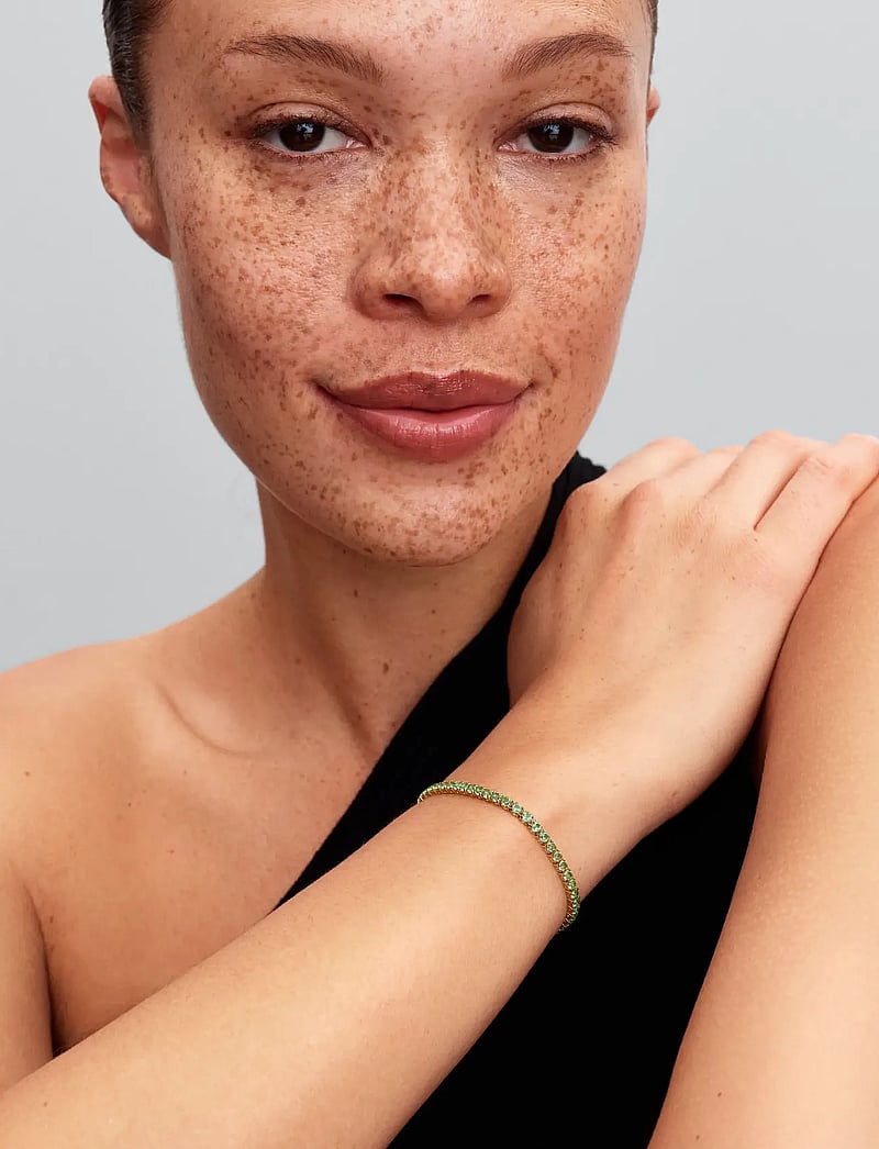 Pandora - 14k gold-plated bracelet with mint green crystal - kedjearmband - green - 0