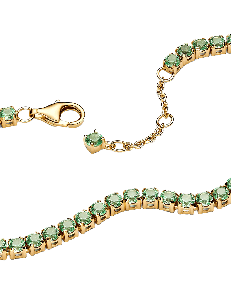 Pandora - 14k gold-plated bracelet with mint green crystal - kedjearmband - green - 2