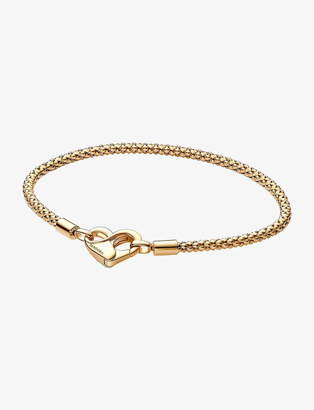 Pandora - Studded chain 14k gold-plated bracelet with heart clasp - kettenarmbänder - no color - 1