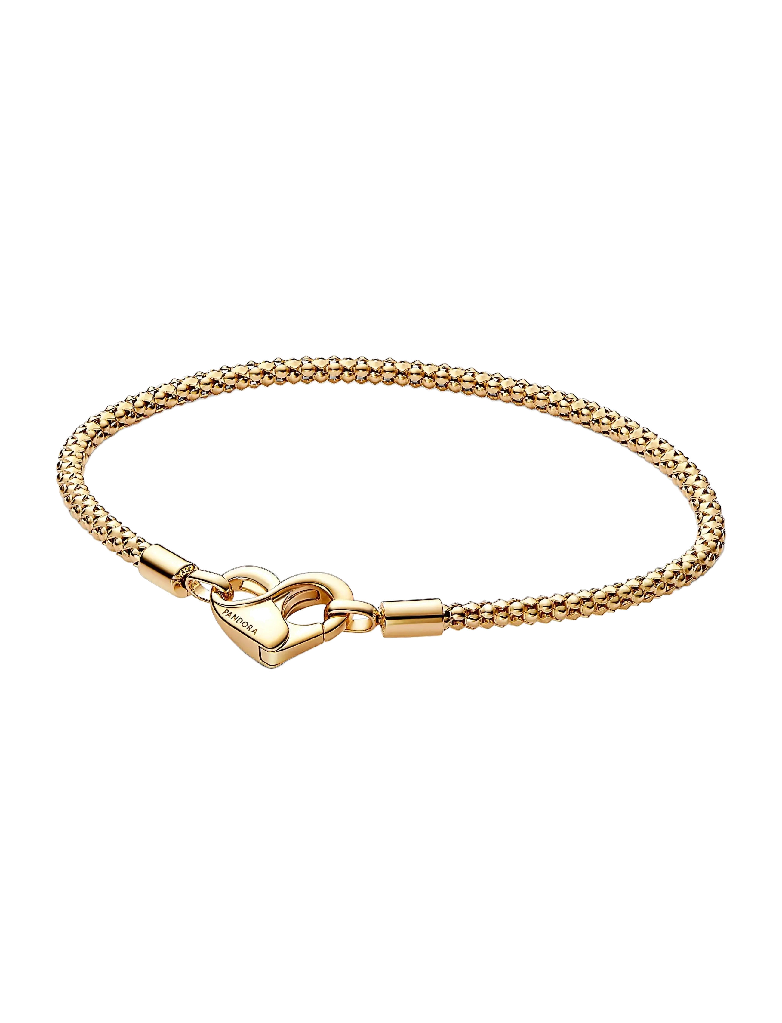 Pandora Studded chain 14k gold-plated bracelet with heart clasp - Pandora - NO COLOR / undefined