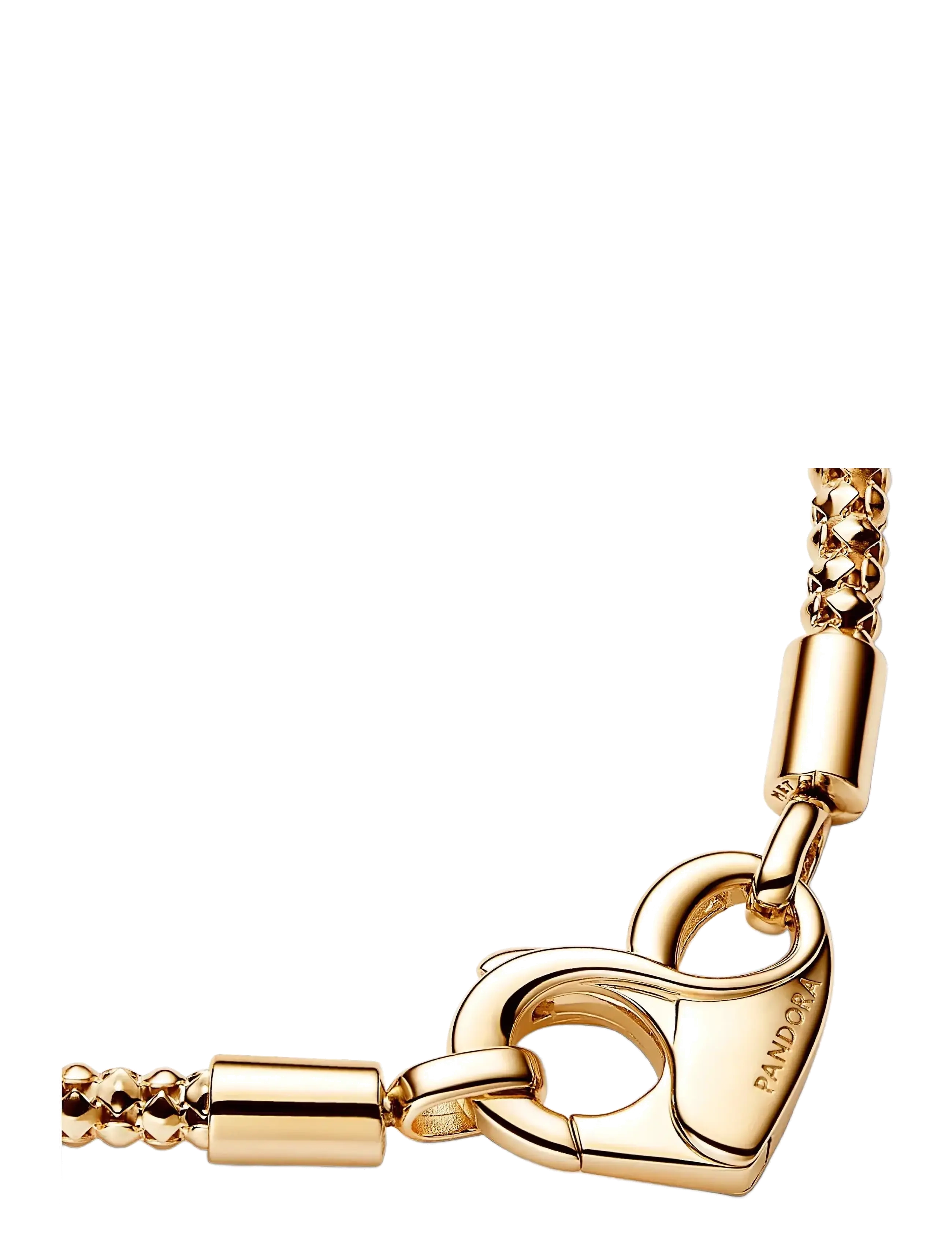PANDORA Studded Chain 14K Gold-Plated Bracelet With Heart Clasp armband dam – bild 2