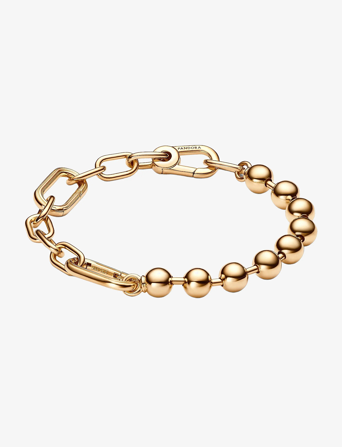 Pandora - 14k Gold-plated bead and link bracelet - kedjearmband - no color - 1
