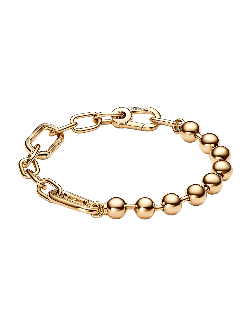 Pandora - 14k Gold-plated bead and link bracelet - kedjearmband - no color - 1