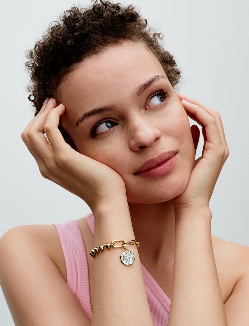 Pandora - 14k Gold-plated bead and link bracelet - kedjearmband - no color - 2