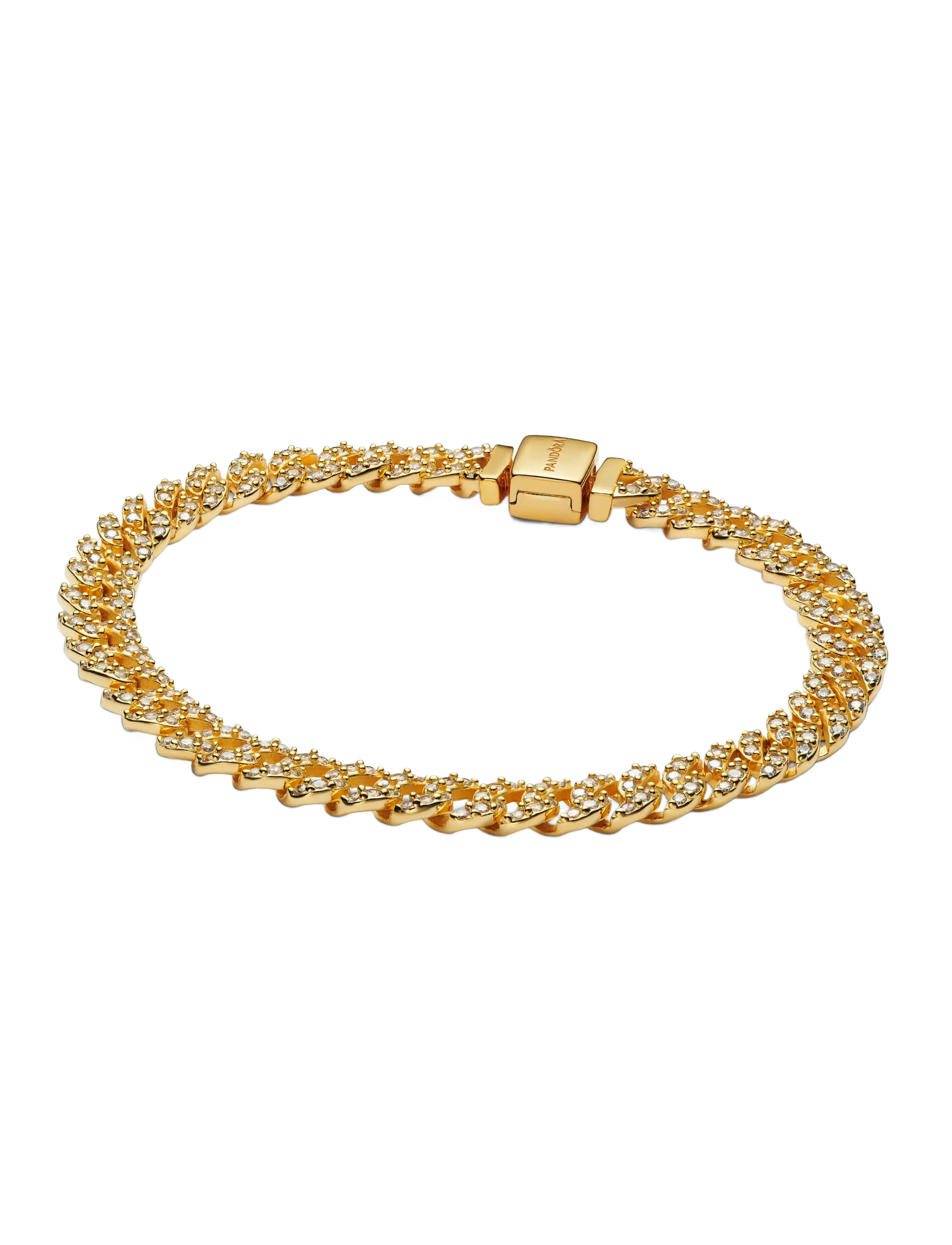 Pandora Cuban chain 14k gold-plated bracelet with clear cubic zirconia - Bracelets - CLEAR / undefined
