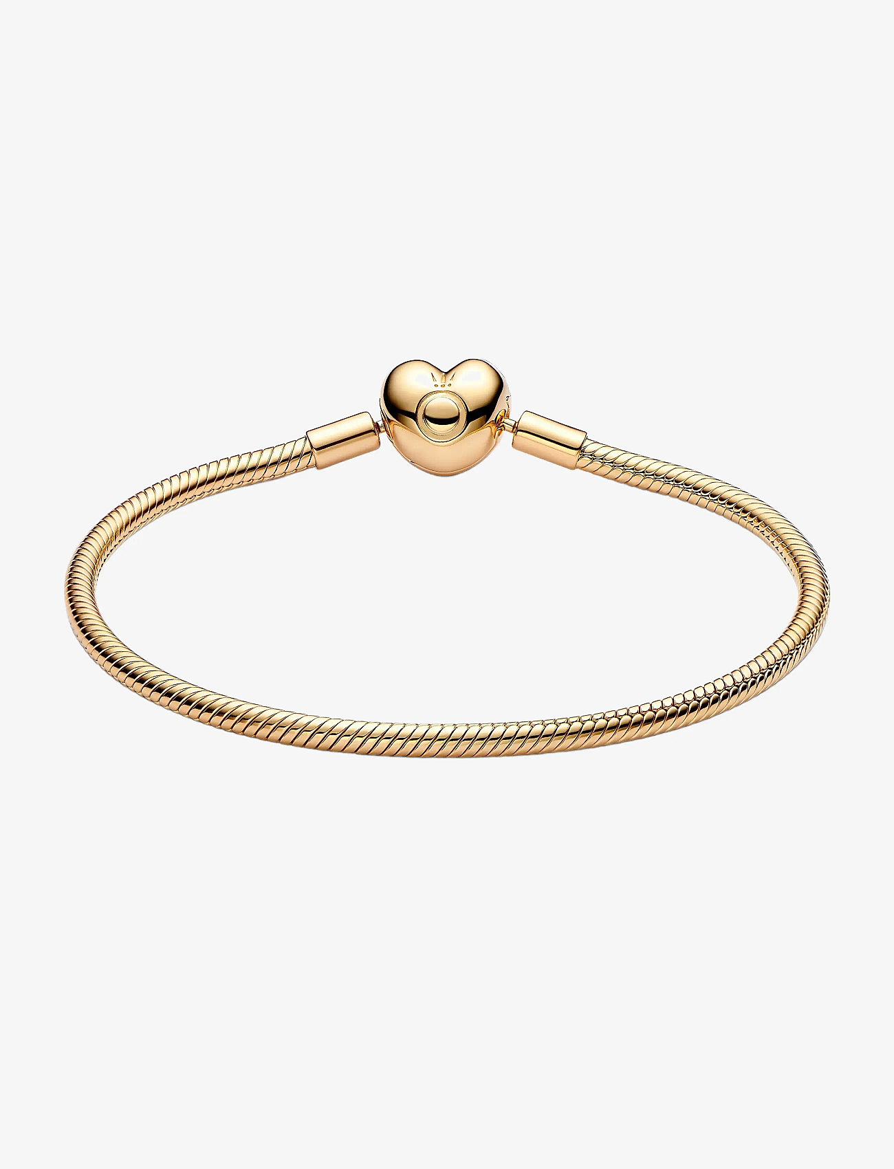 Pandora - Snake chain 14k gold-plated bracelet with heart clasp - chain bracelets - no color - 2