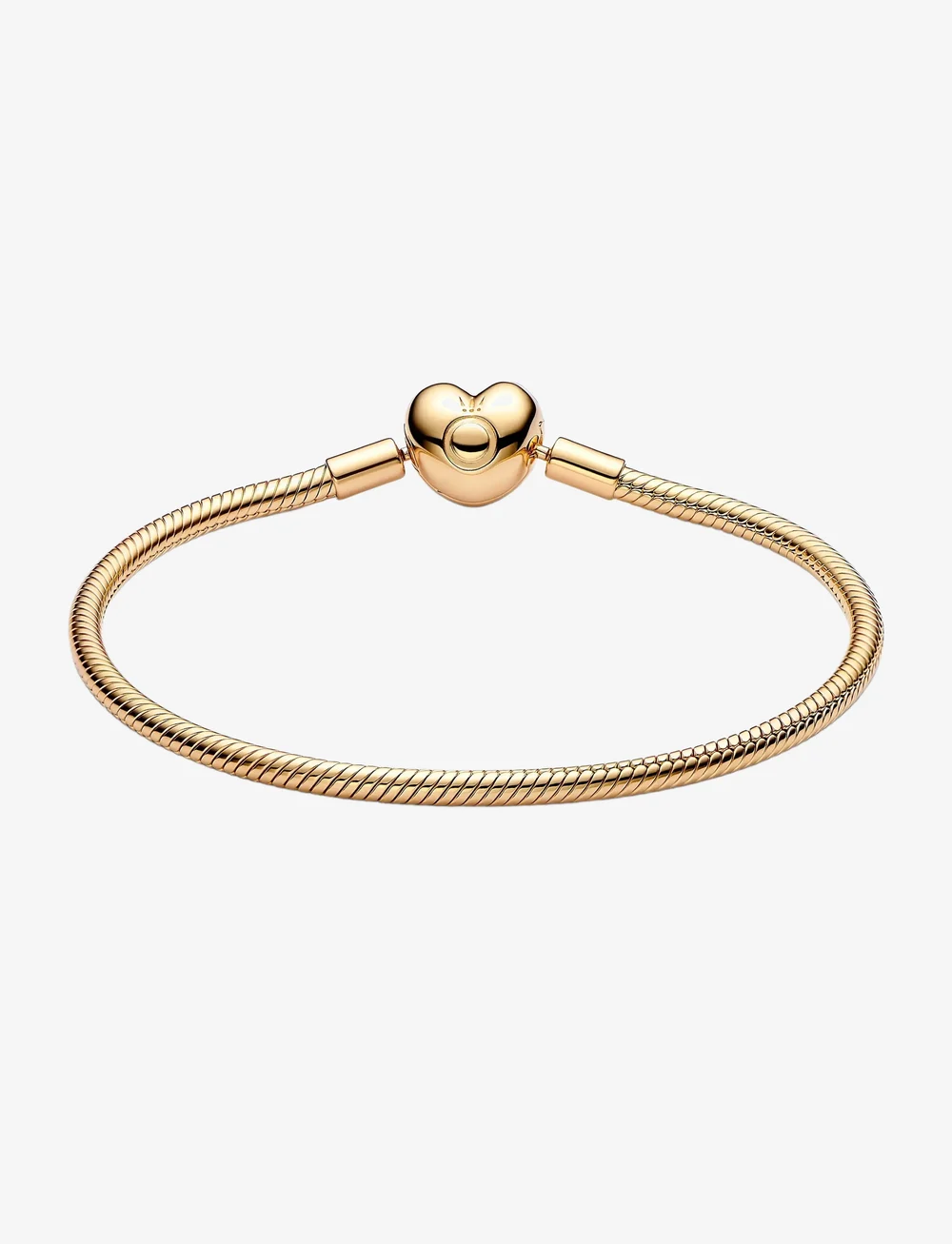 Pandora - Snake chain 14k gold-plated bracelet with heart clasp - kedjearmband - no color - 2