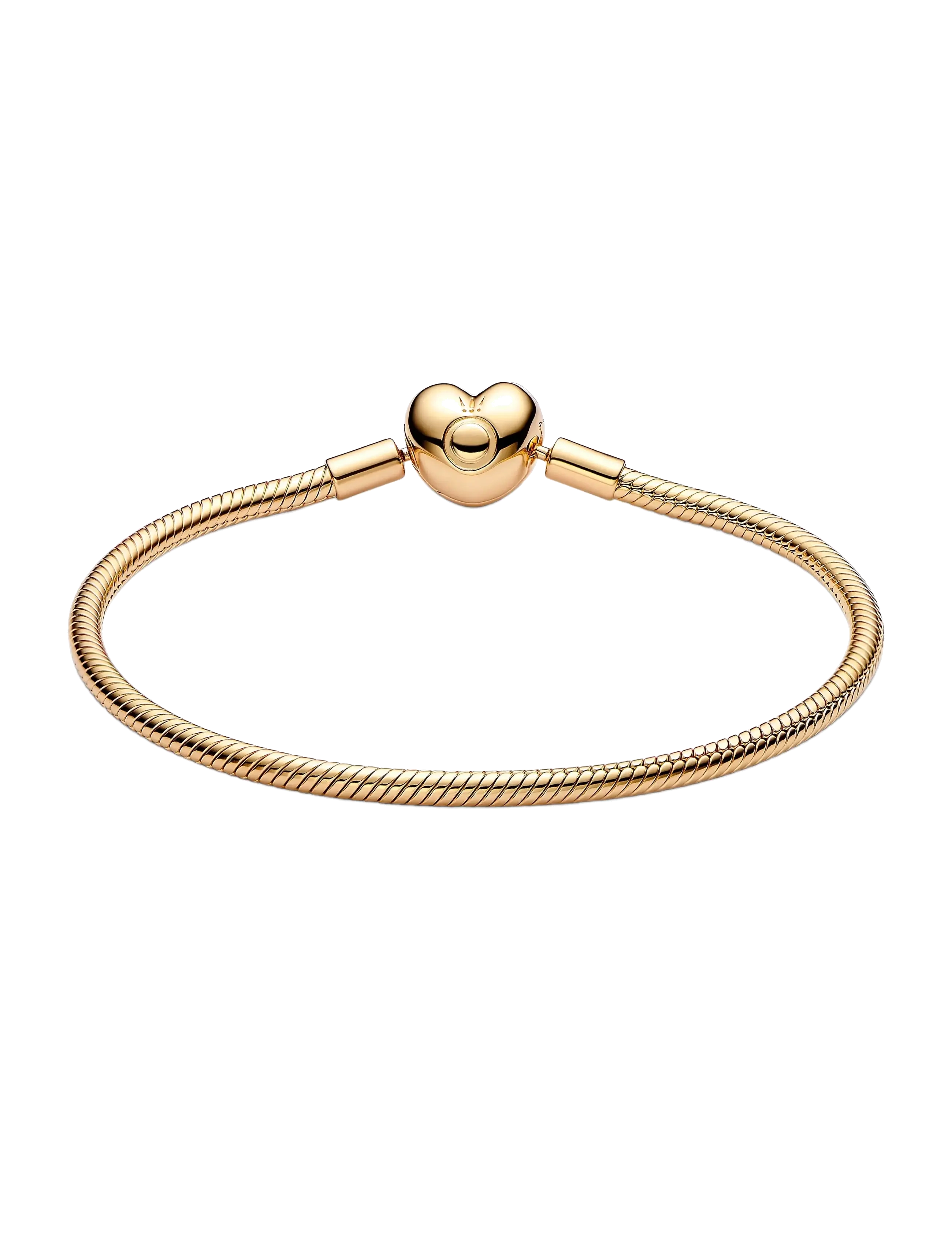 Pandora - Snake chain 14k gold-plated bracelet with heart clasp - kettenarmbänder - no color - 2