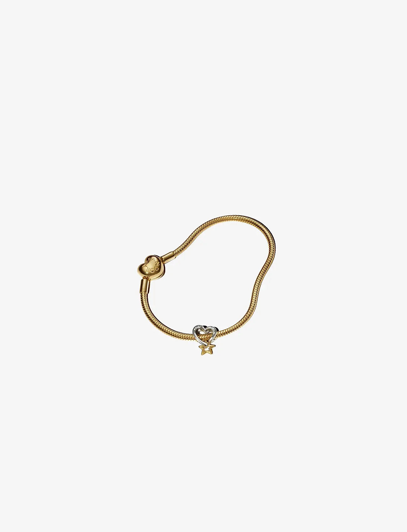 Pandora - Snake chain 14k gold-plated bracelet with heart clasp - chain bracelets - no color - 3