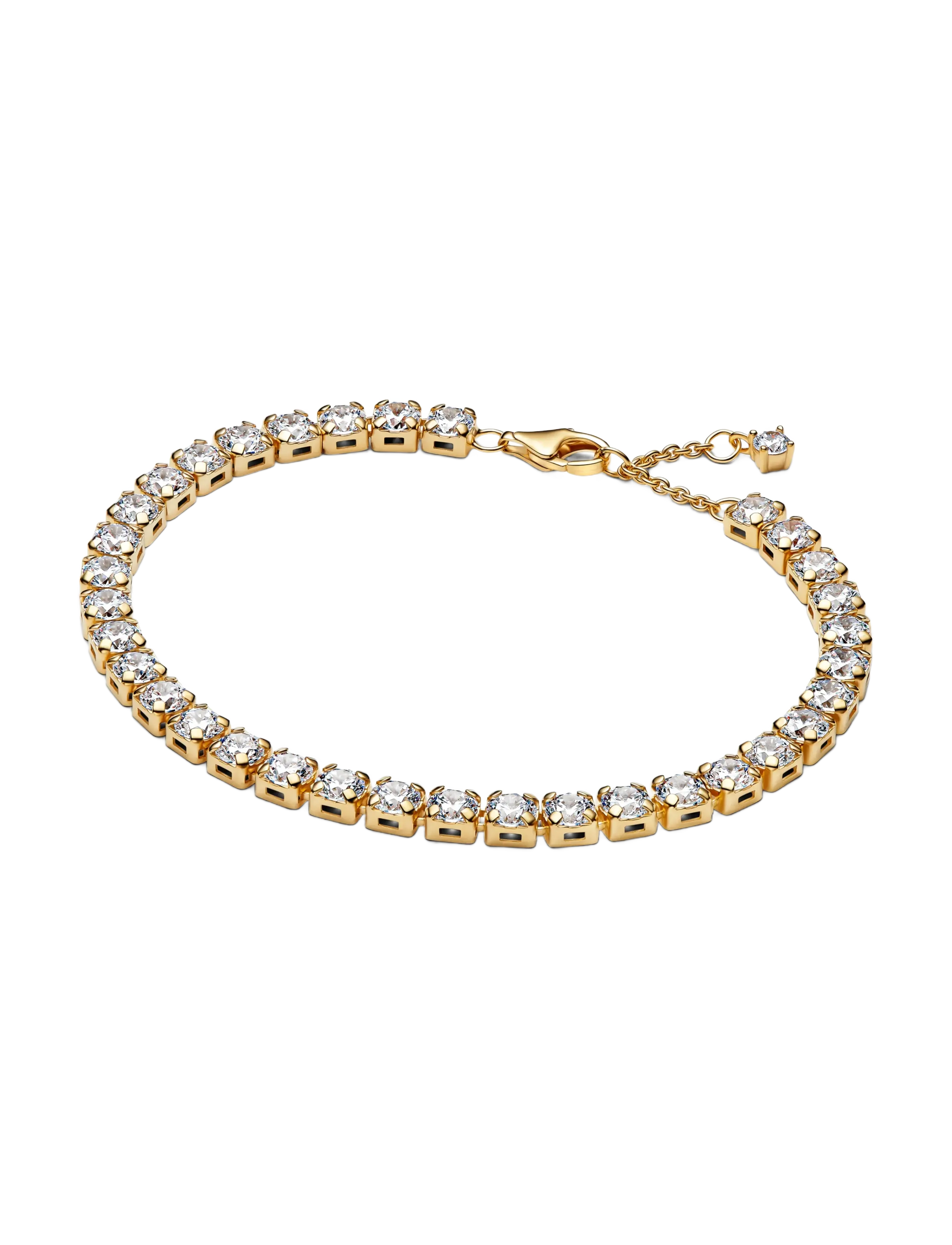 14k gold-plated tennis bracelet with clear cubic zirconia - CLEAR
