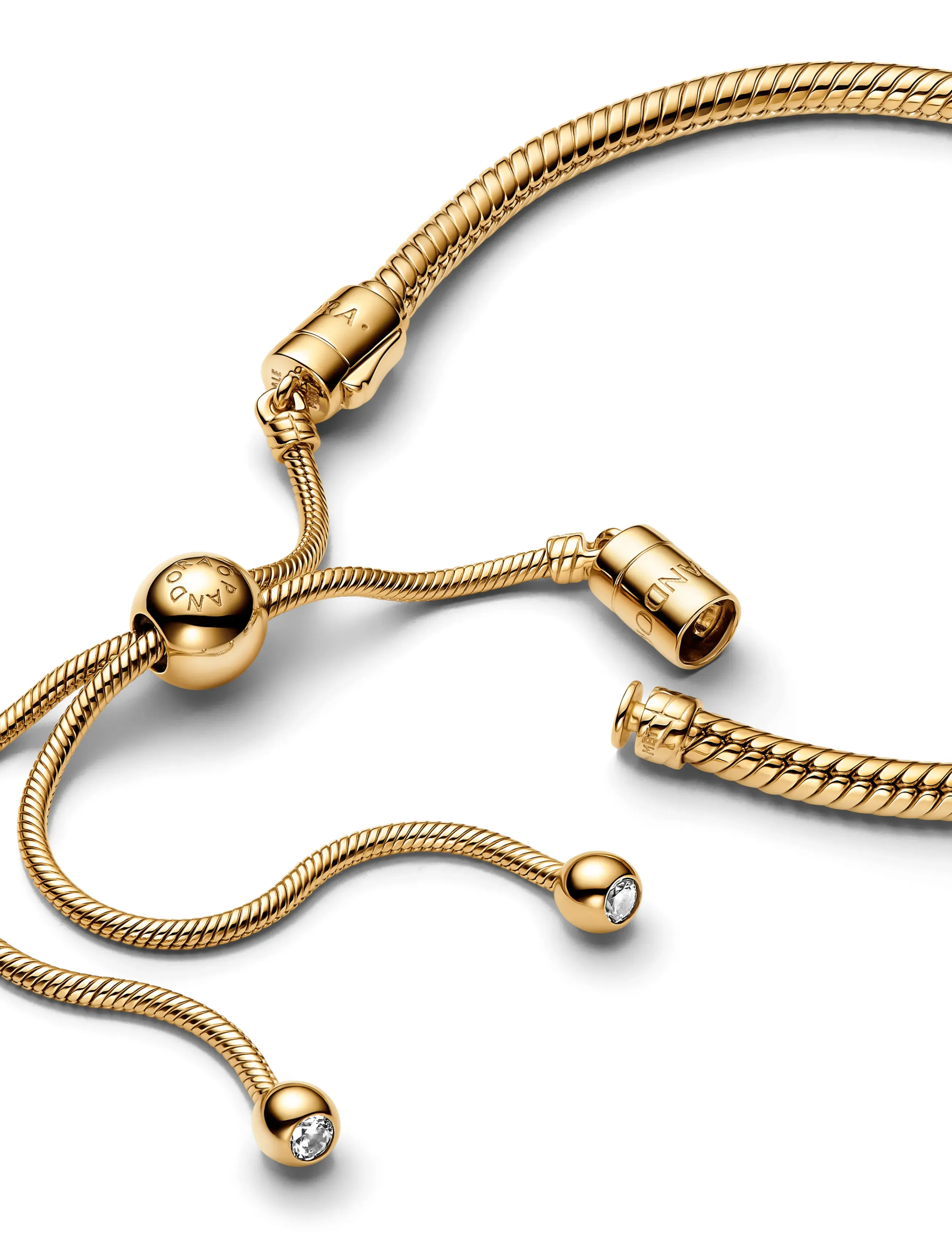 Pandora - Snake chain 14k gold-plated sliding - clear - 2