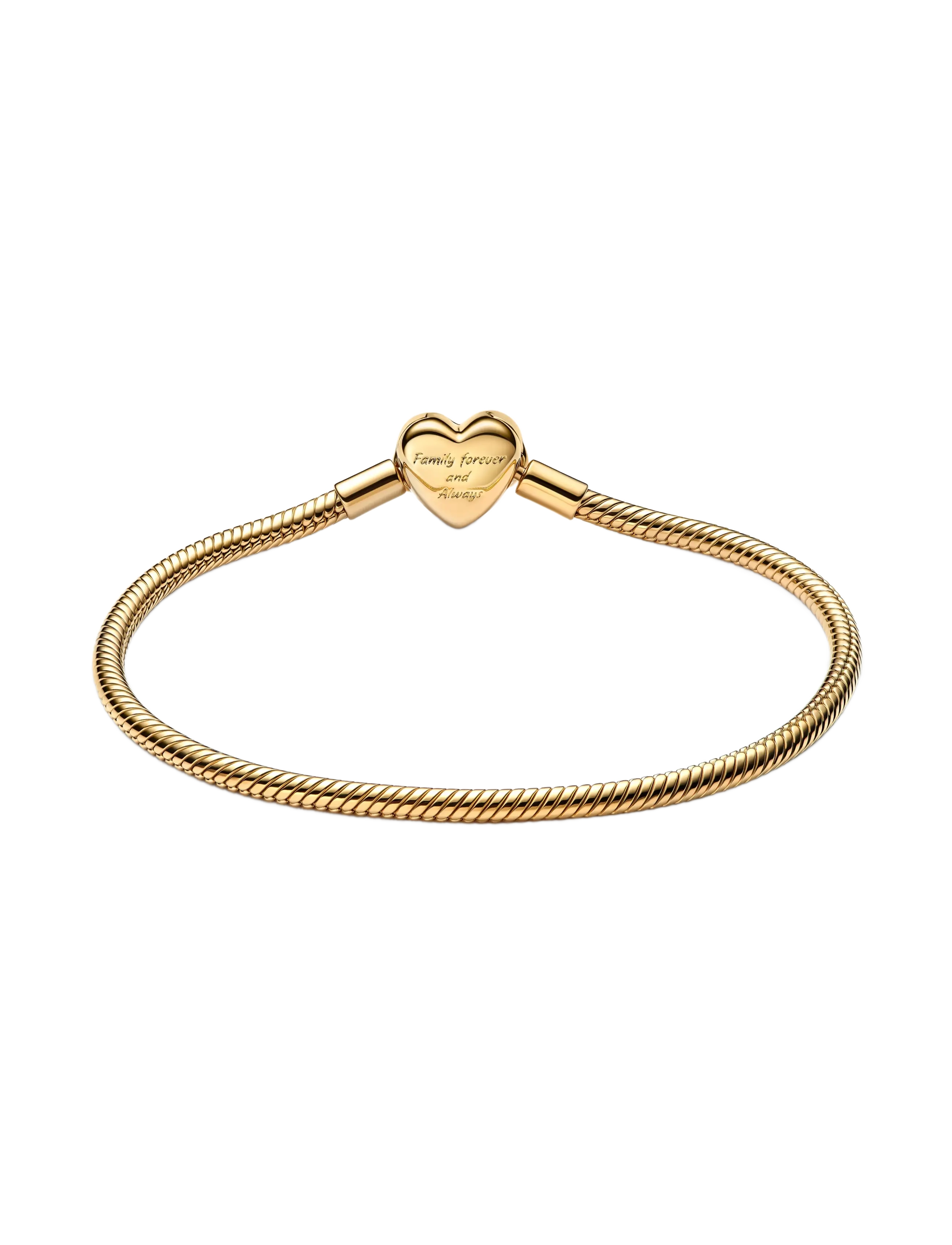 Pandora - Snake chain 14k gold-plated bracelet with clear cubic zirconia - kedjearmband - clear - 2