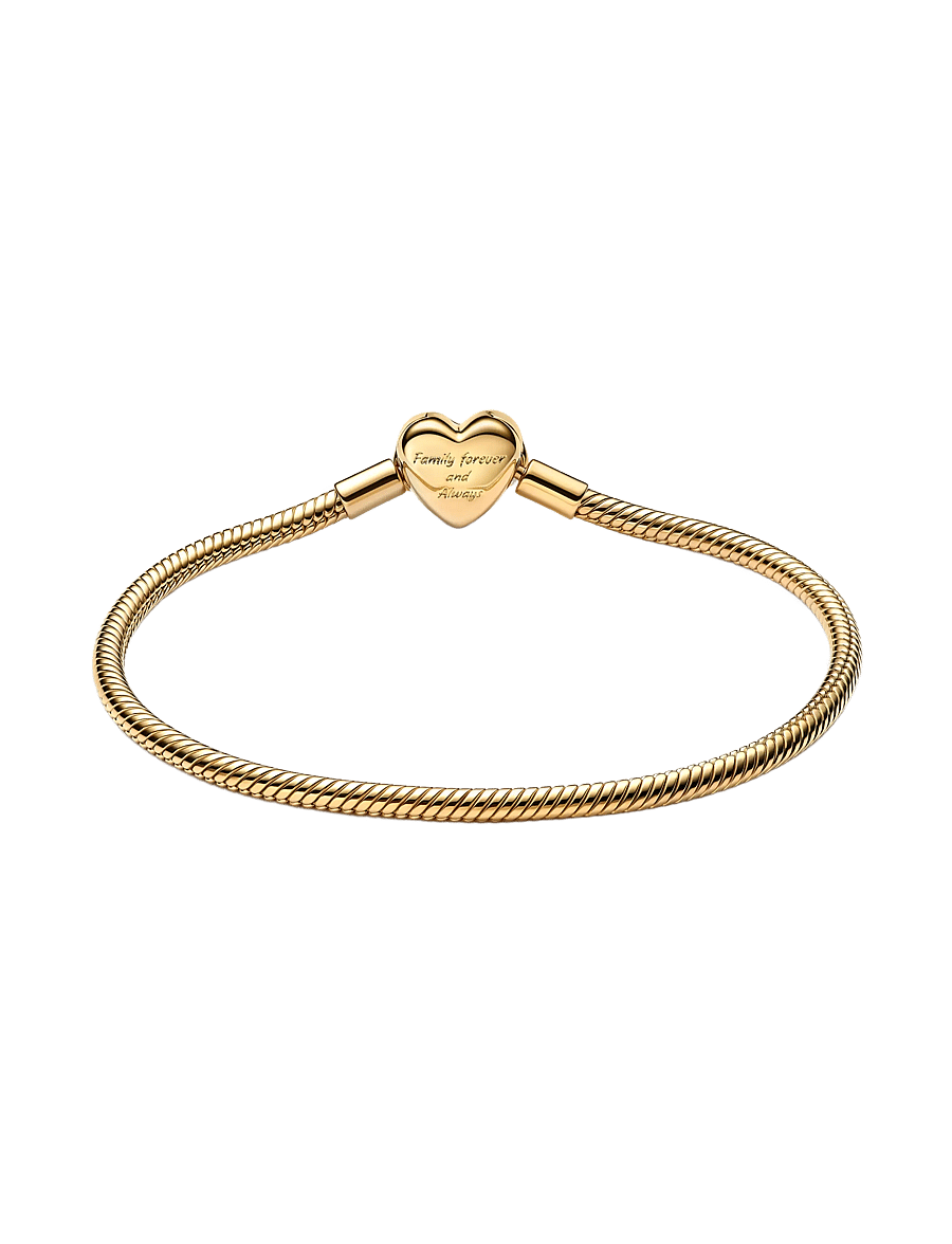Pandora - Snake chain 14k gold-plated bracelet with clear cubic zirconia - kedjearmband - clear - 2