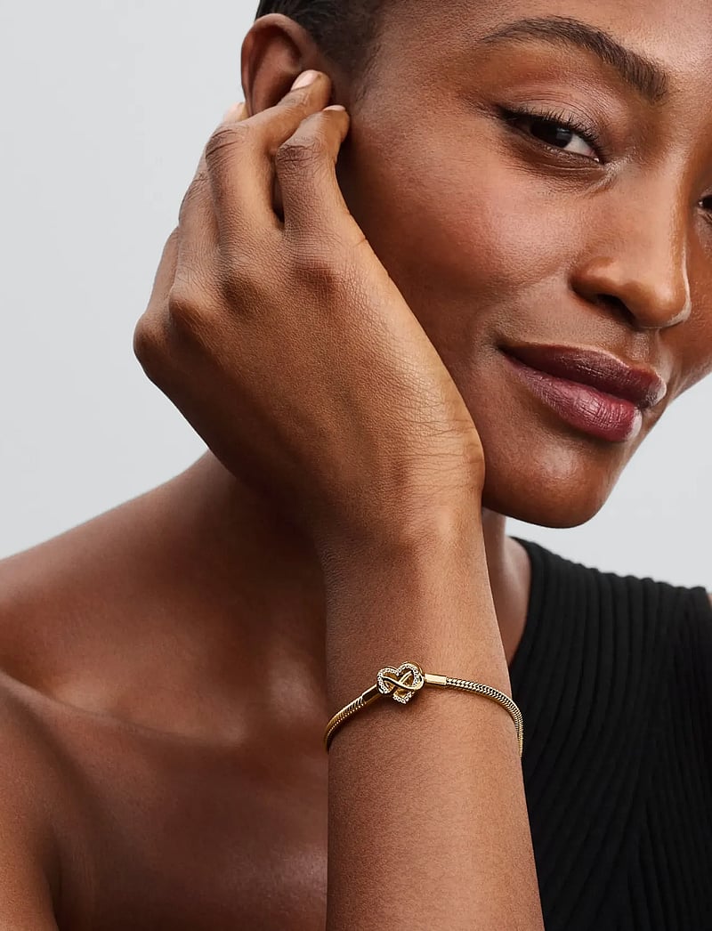 Pandora - Snake chain 14k gold-plated bracelet with clear cubic zirconia - kettenarmbänder - clear - 0