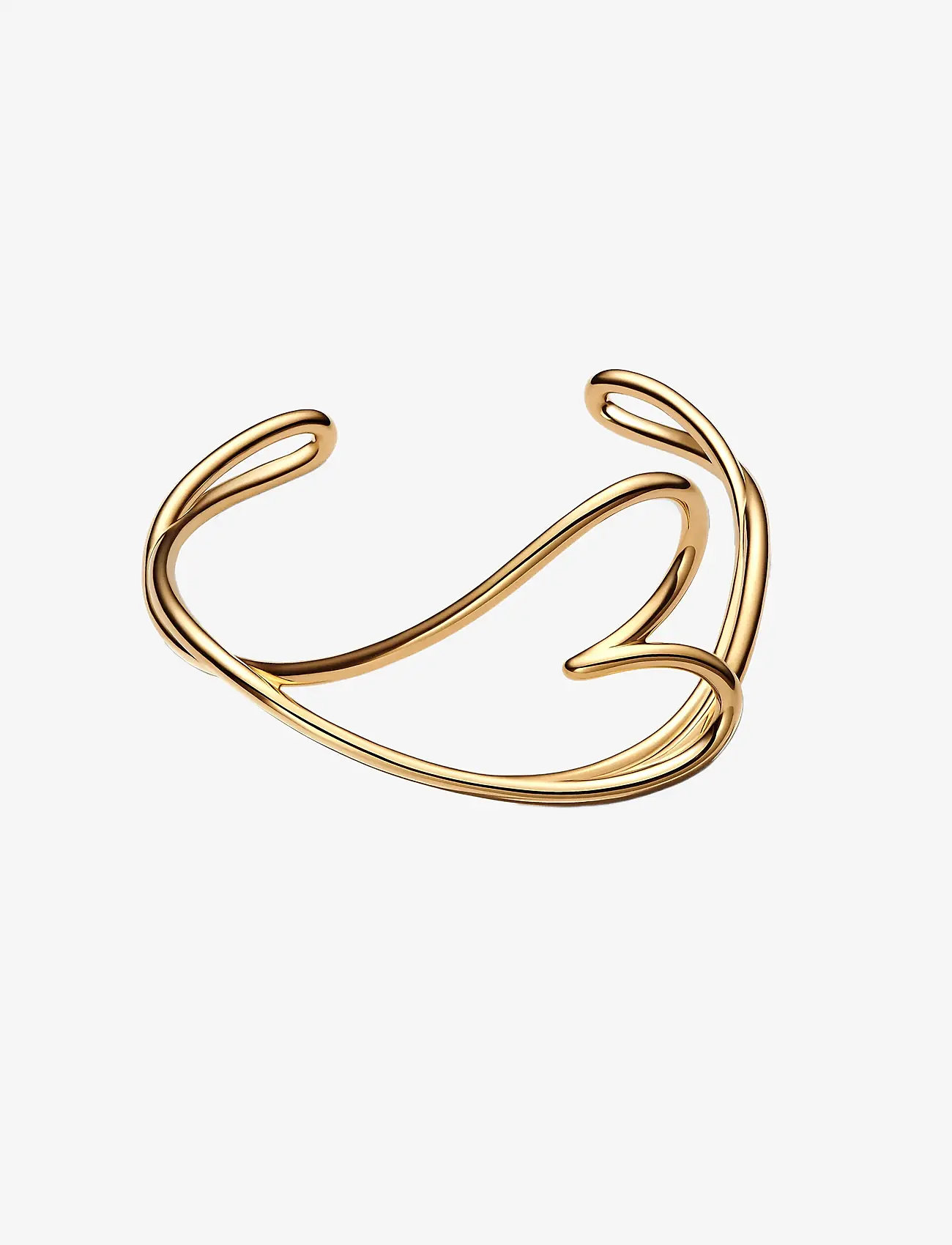 Pandora - Heart 14k gold-plated open bangle - bangles - no color - 1