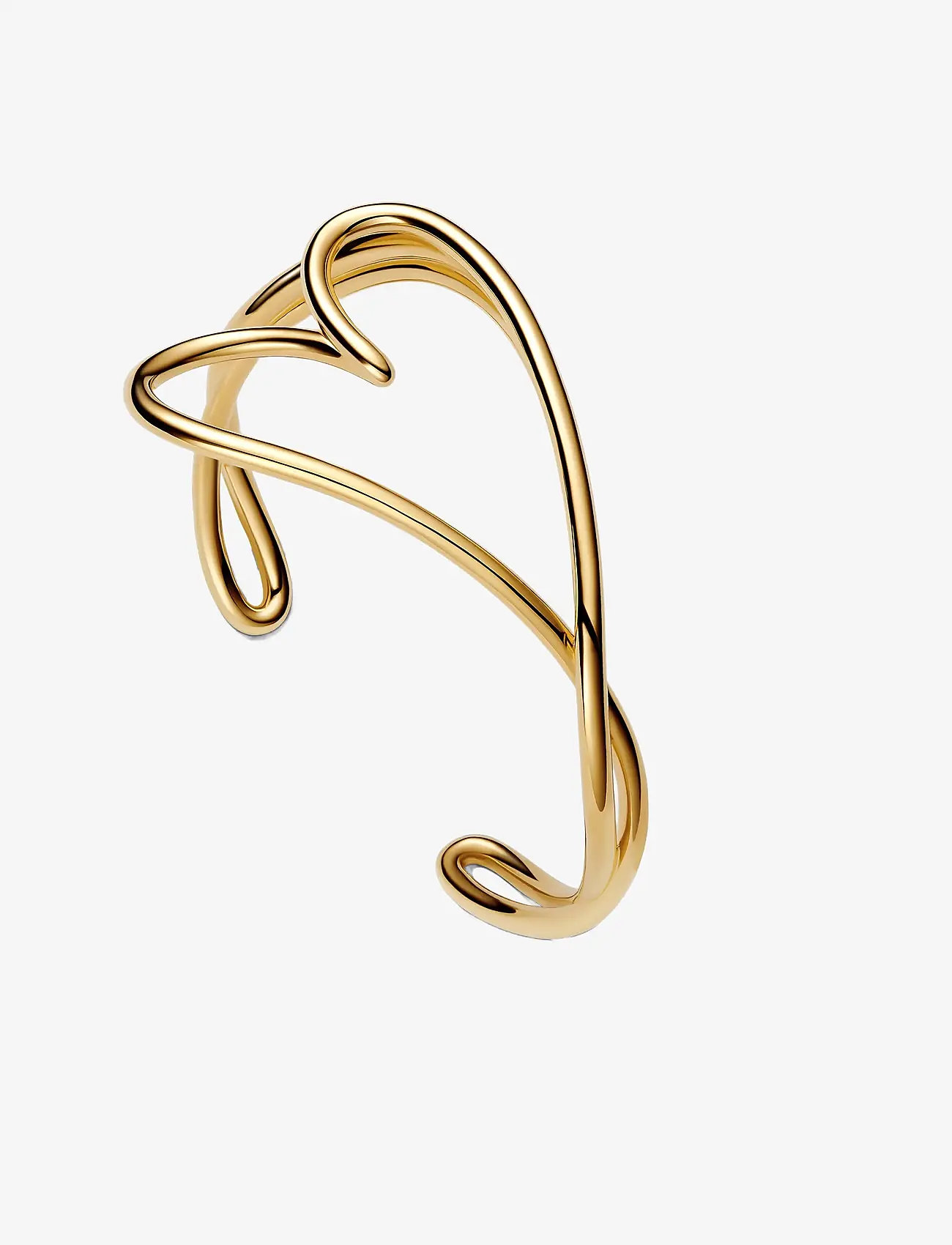Pandora - Heart 14k gold-plated open bangle - bangles - no color - 2