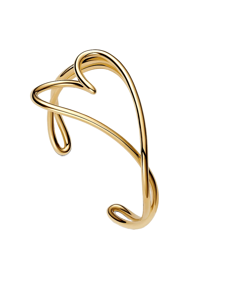 Pandora - Heart 14k gold-plated open bangle - bangles - no color - 2