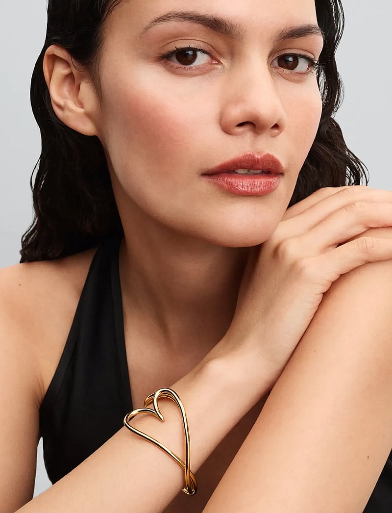 Pandora - Heart 14k gold-plated open bangle - bangles - no color - 0