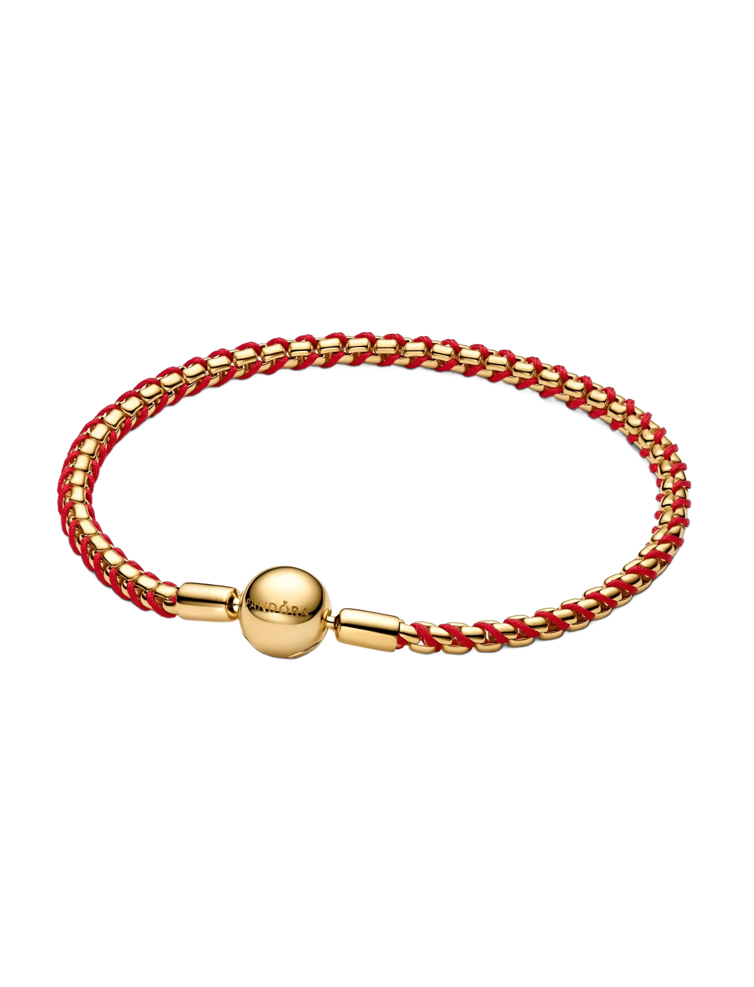 Pandora Red Cord Snake Chain Bracelet - Pandora - RED / gold