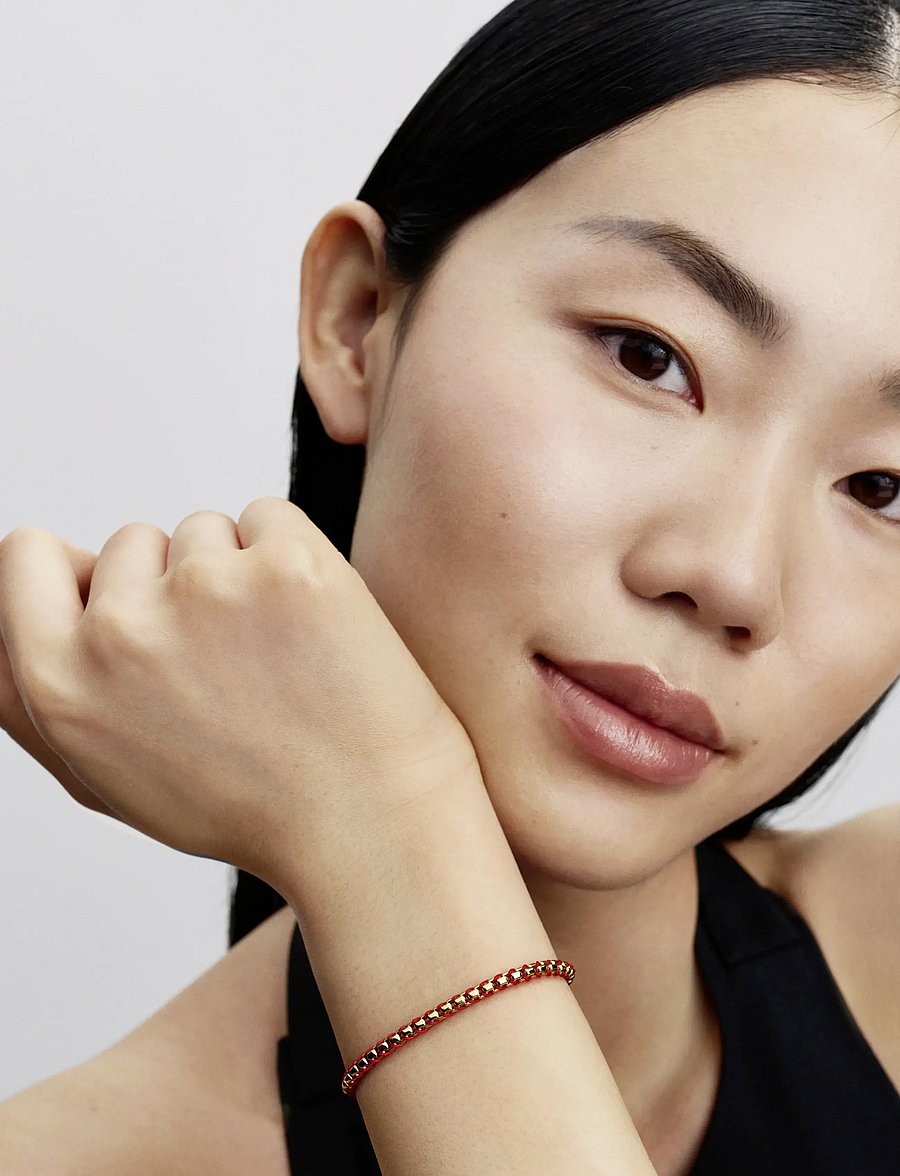 Pandora - Red Cord Snake Chain Bracelet - kettenarmbänder - red - 0