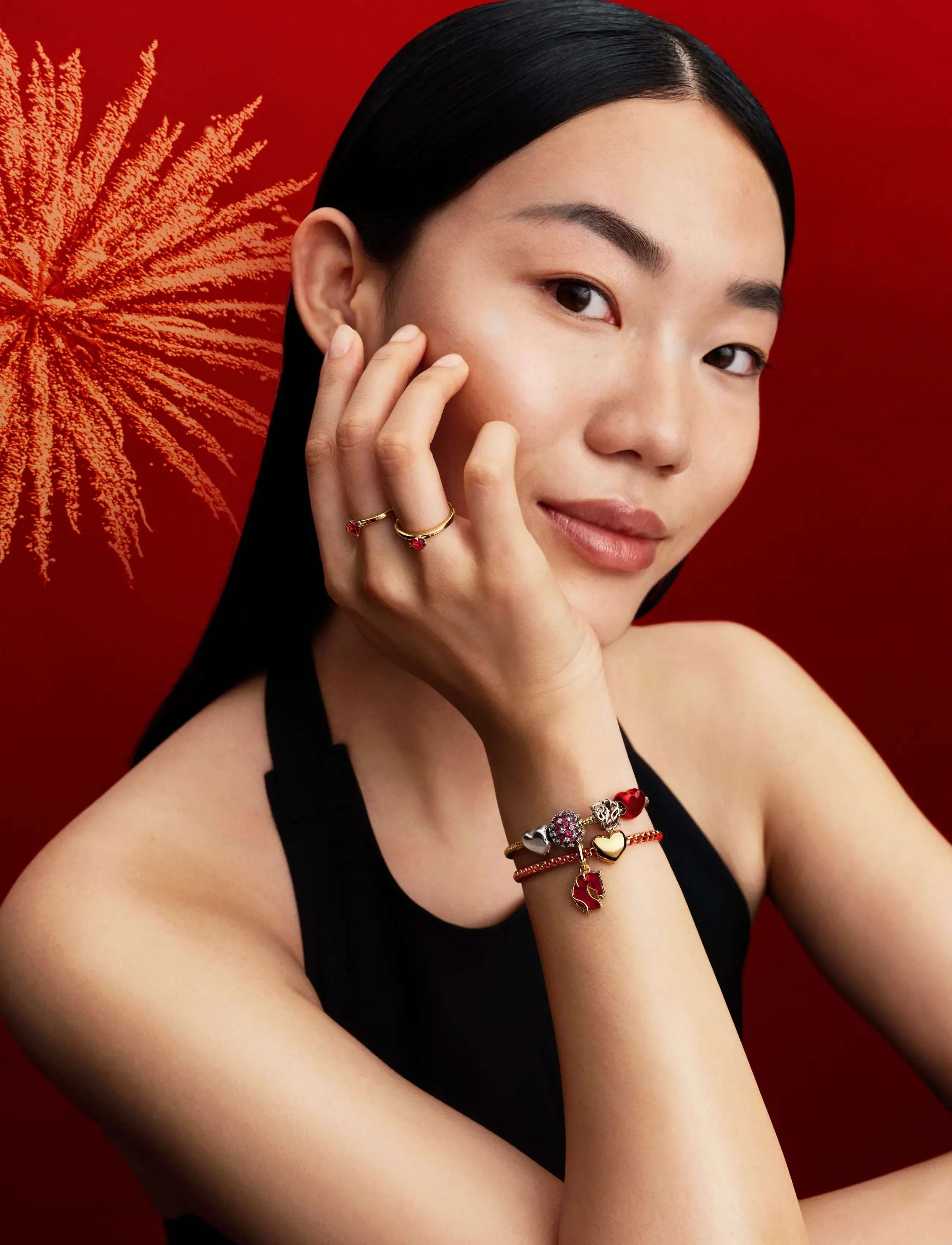 Pandora - Red Cord Snake Chain Bracelet - armband - red - 2