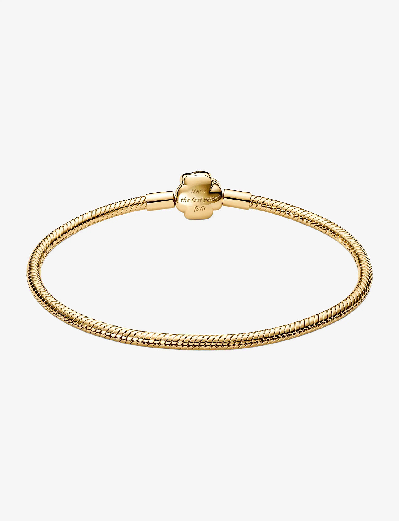 Pandora - Disney Beauty & The Beast snake chain 14k gold-plated bracelet with rose clasp and holo glittery red - kedjearmband - red - 2