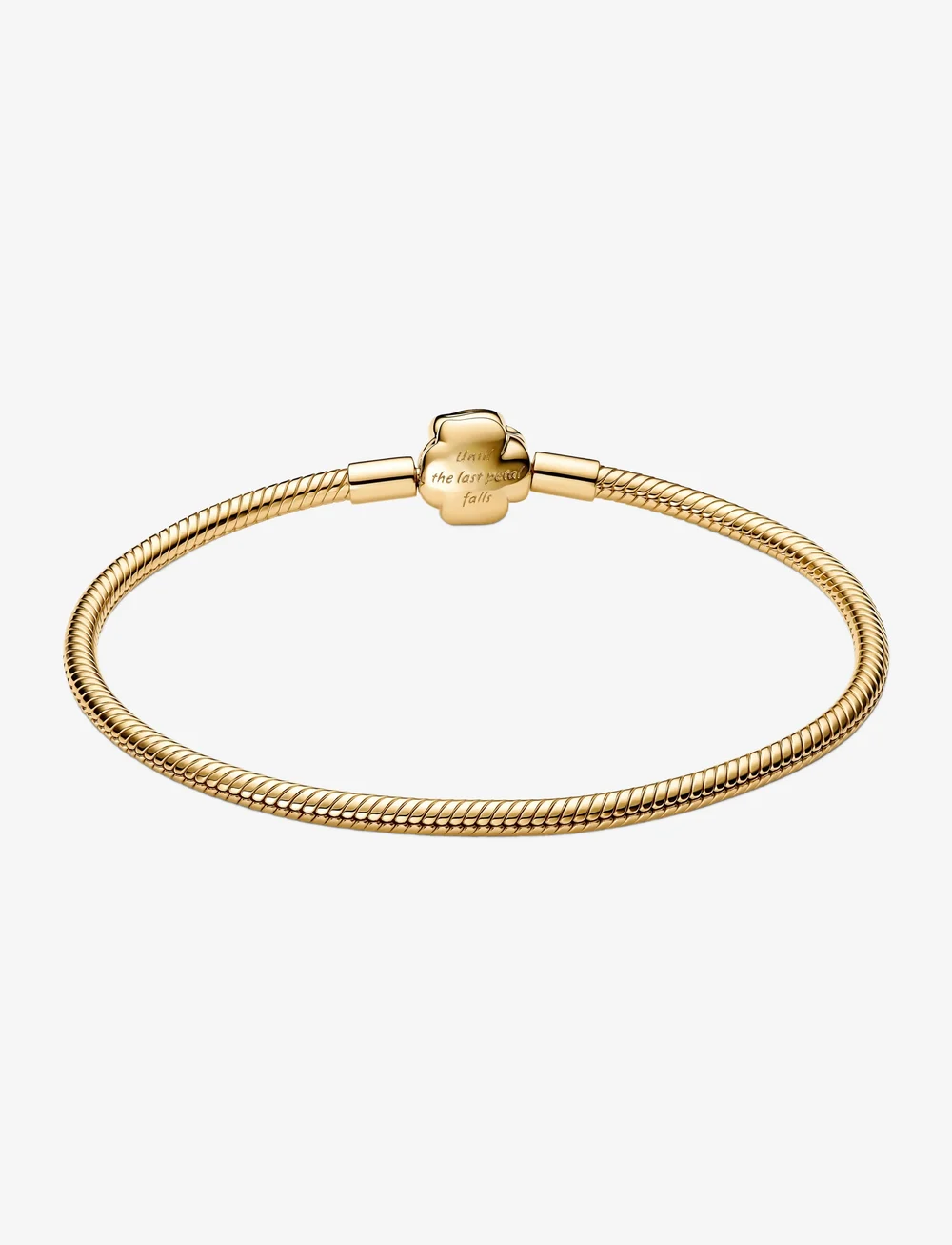 Pandora - Disney Beauty & The Beast snake chain 14k gold-plated bracelet with rose clasp and holo glittery red - kedjearmband - red - 2