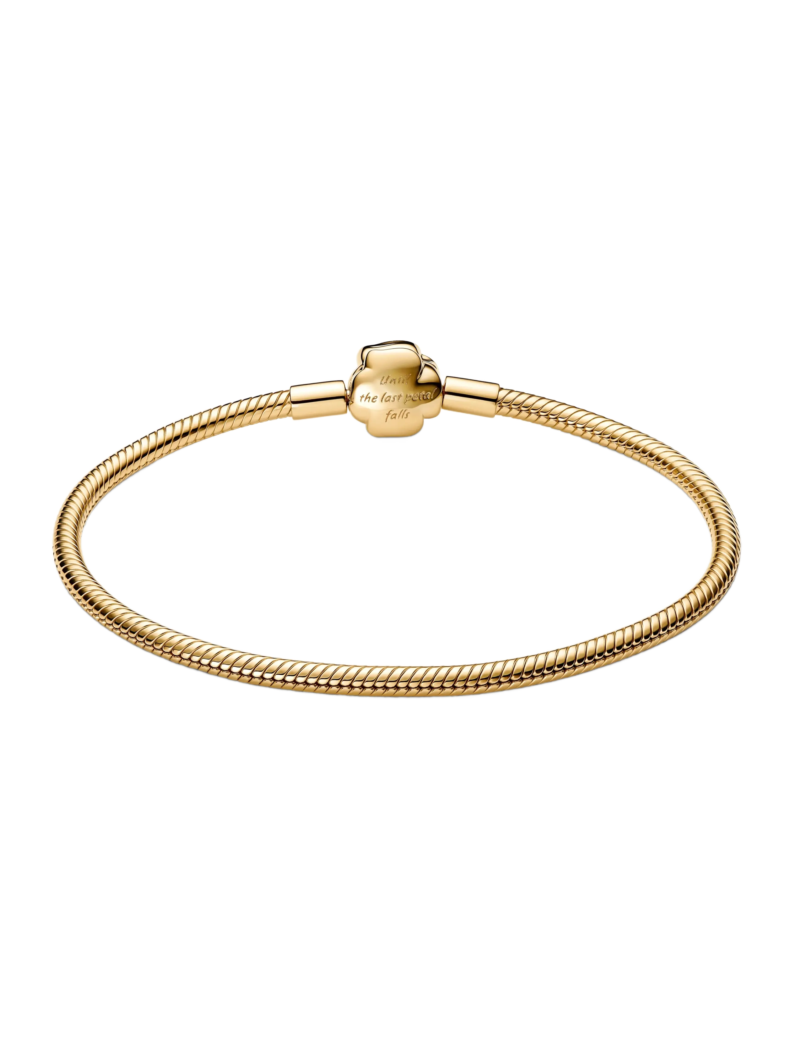 Pandora - Disney Beauty & The Beast snake chain 14k gold-plated bracelet with rose clasp and holo glittery red - bracelets chaîne - red - 2