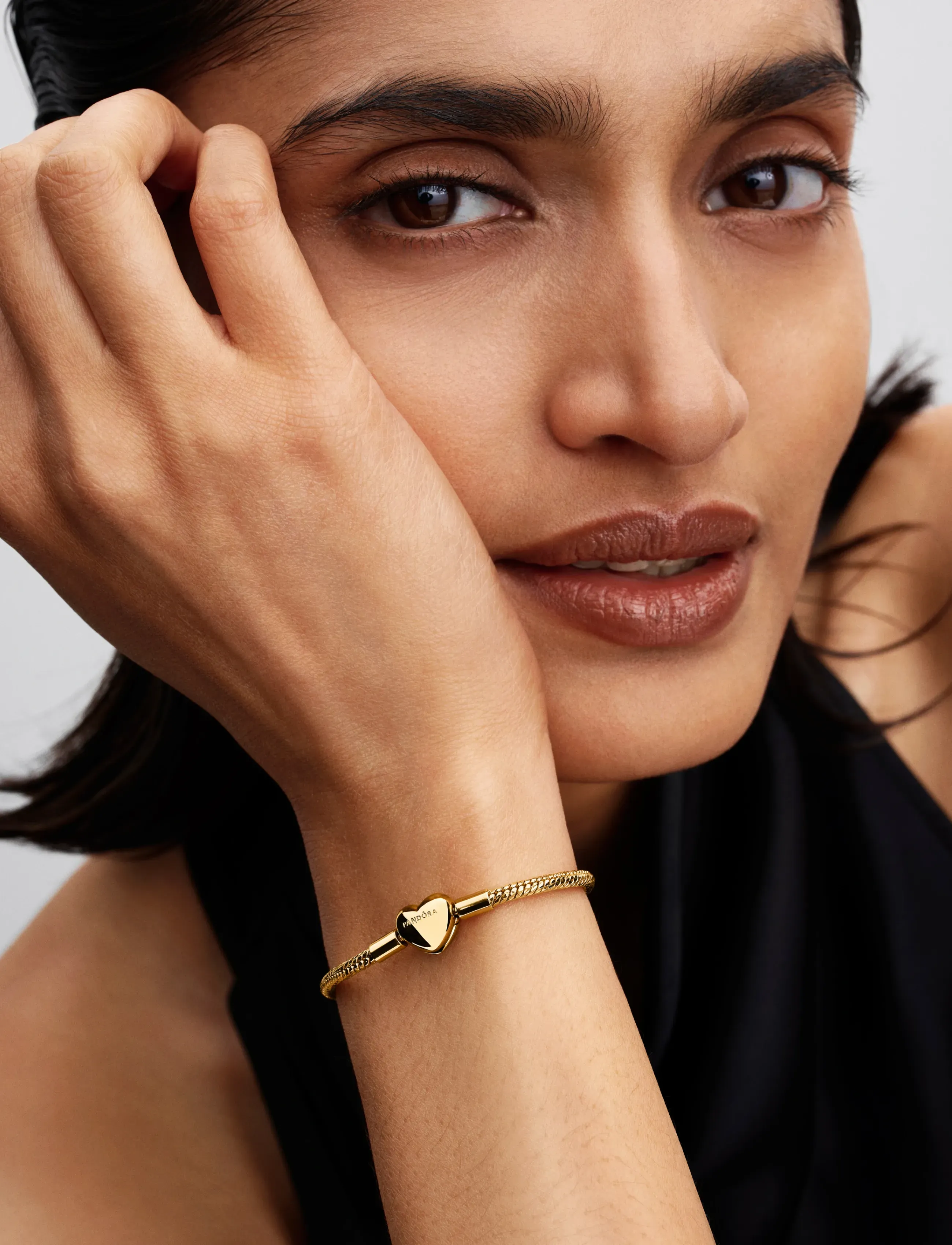 Pandora Faceted Snake Chain 14K Gold-Plated, 17 cm, Bracelets, Gold - Frauen