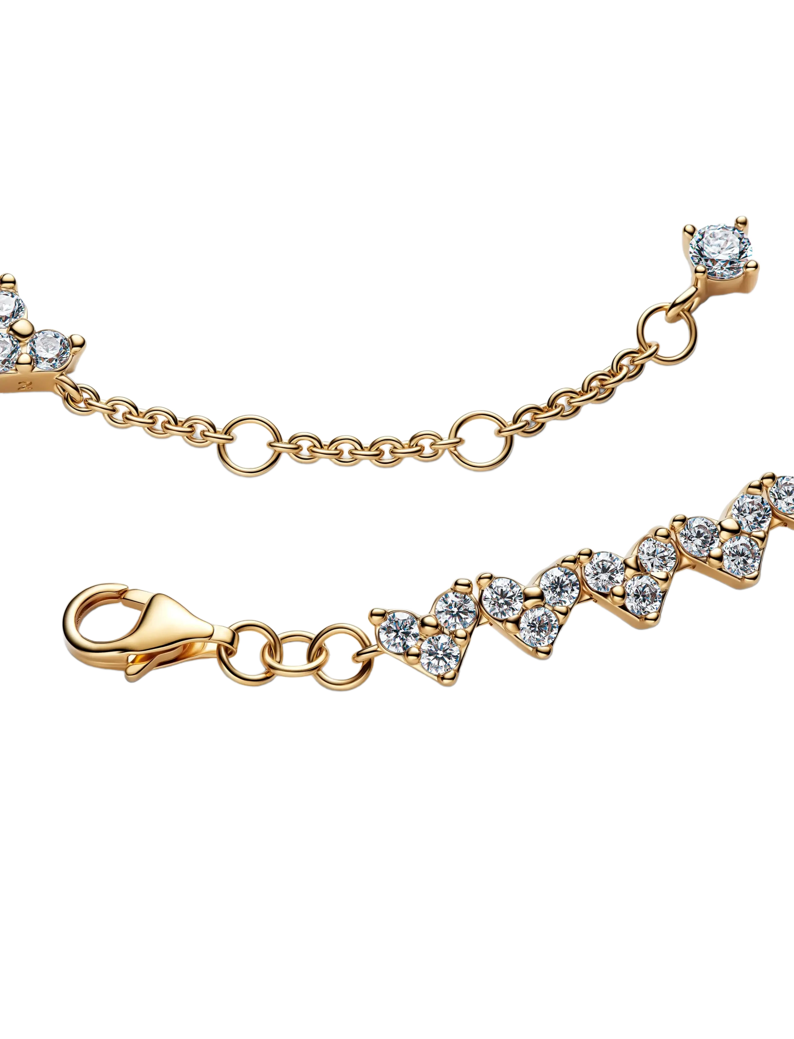Pandora - Heart 14k gold-plated tennis bracelet - clear - 2