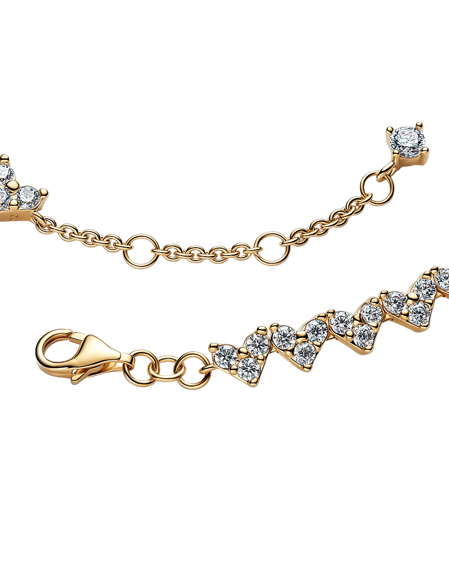 Pandora - Heart 14k gold-plated tennis bracelet - clear - 2