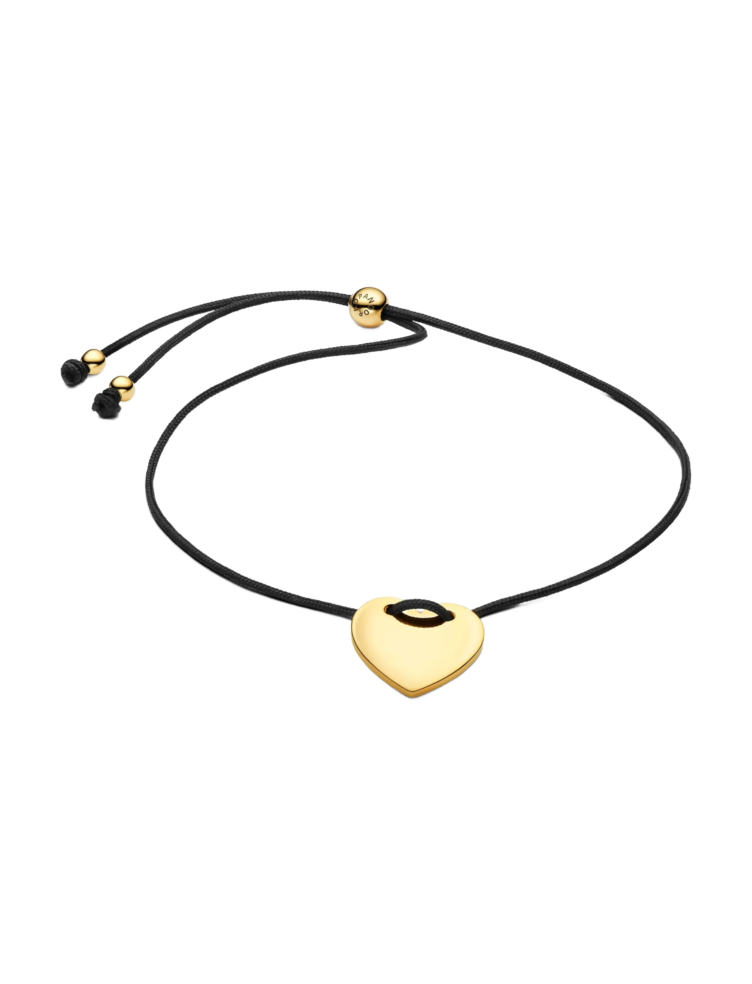 Pandora Engravable Heart Black Cord Slider Bracelet - Pandora - BLACK / black