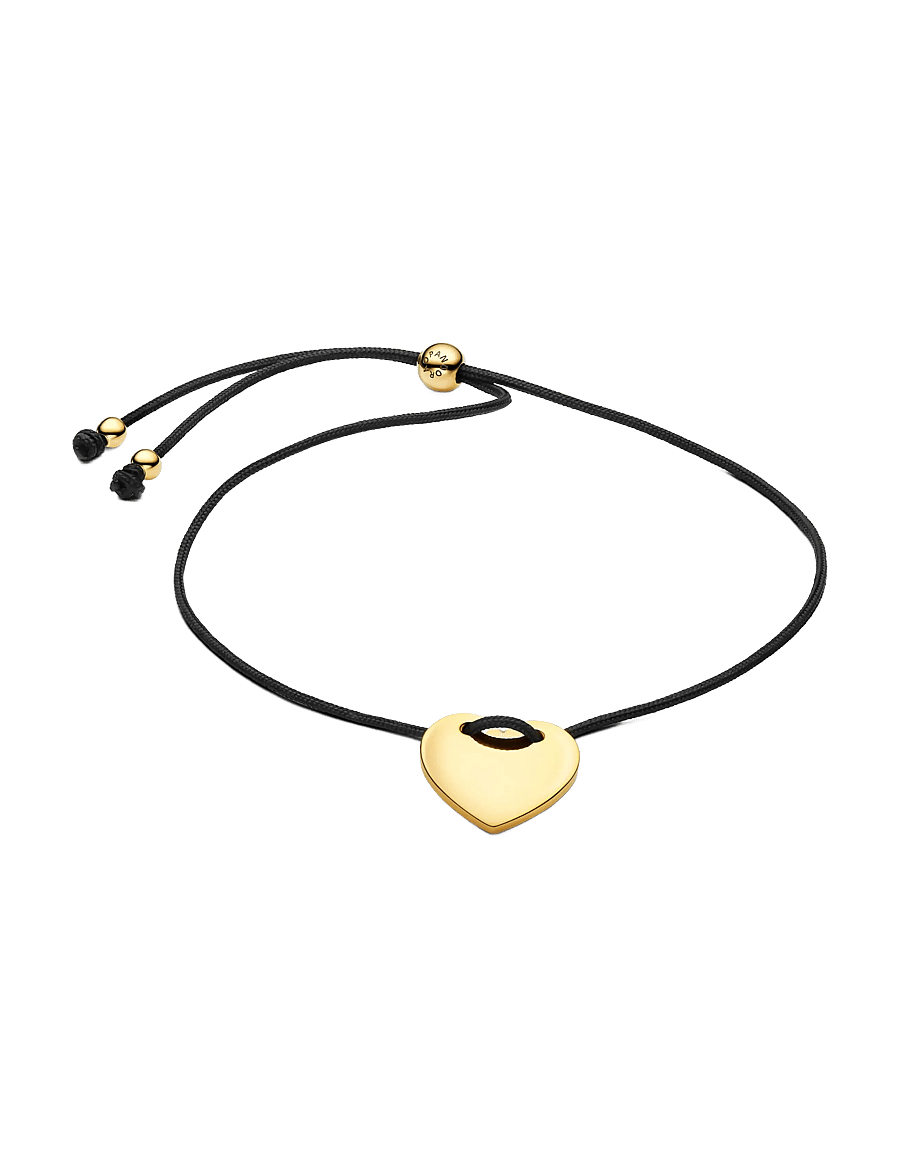 Pandora - Engravable Heart Black Cord Slider Bracelet - kedjearmband - black - 1