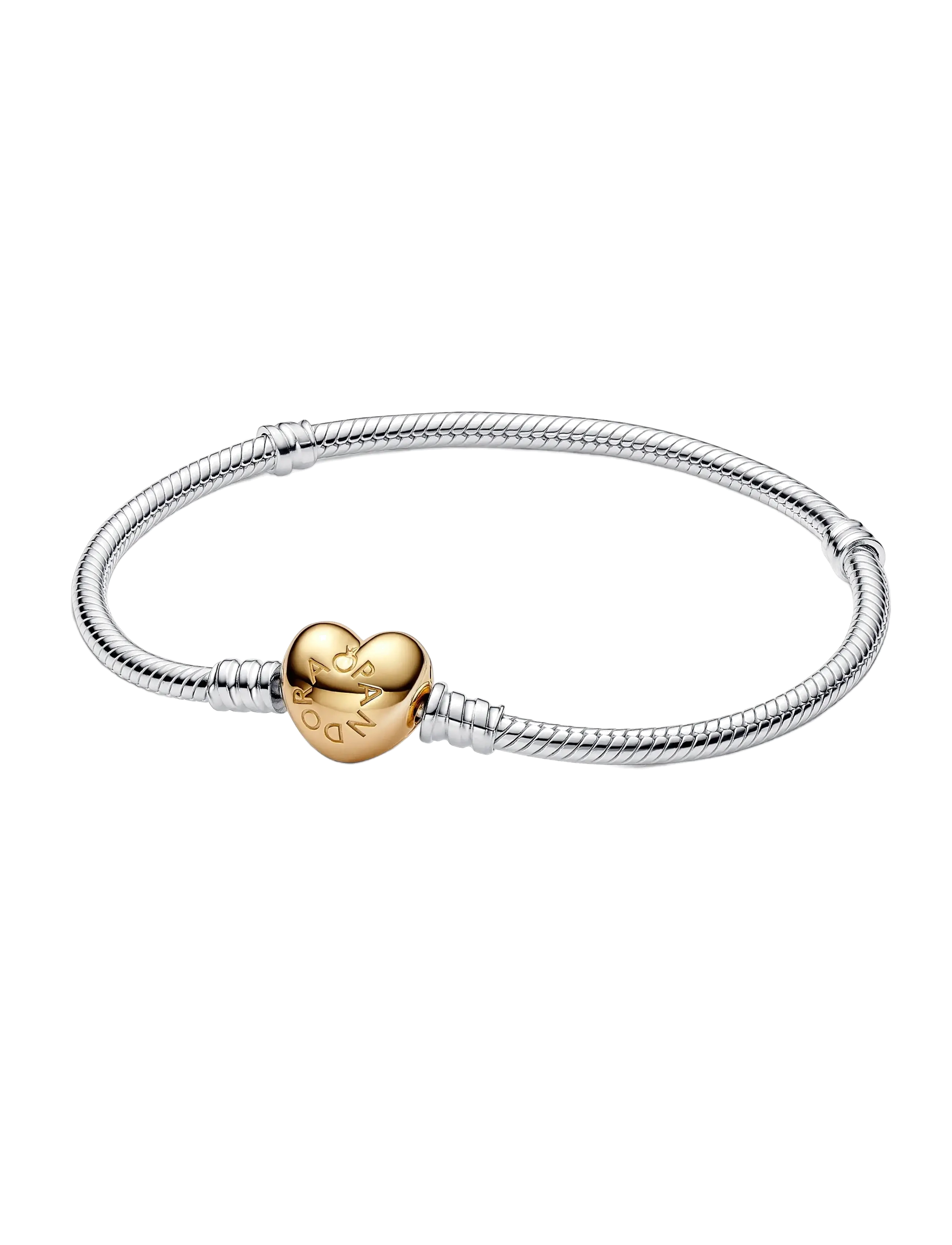 Pandora Silver bracelet with heart-shaped 14k gold-plated clasp - Asusteet - NO COLOR / undefined