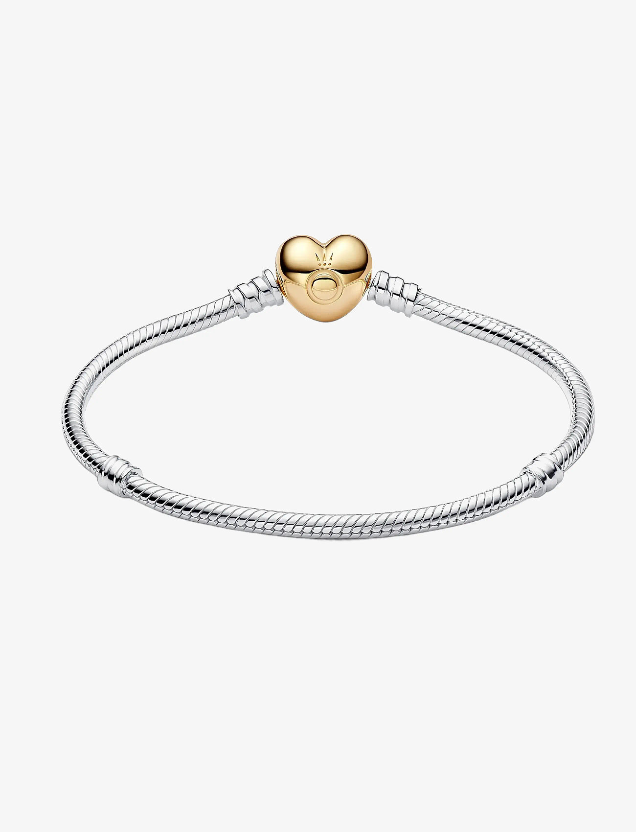 Pandora - Silver bracelet with heart-shaped 14k gold-plated clasp - kedjearmband - no color - 2