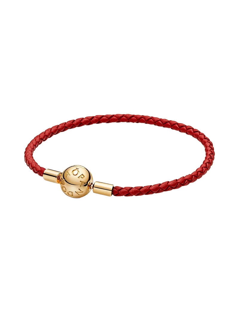 Pandora - 14k Gold-plated red leather bracelet - kedjearmband - red - 1