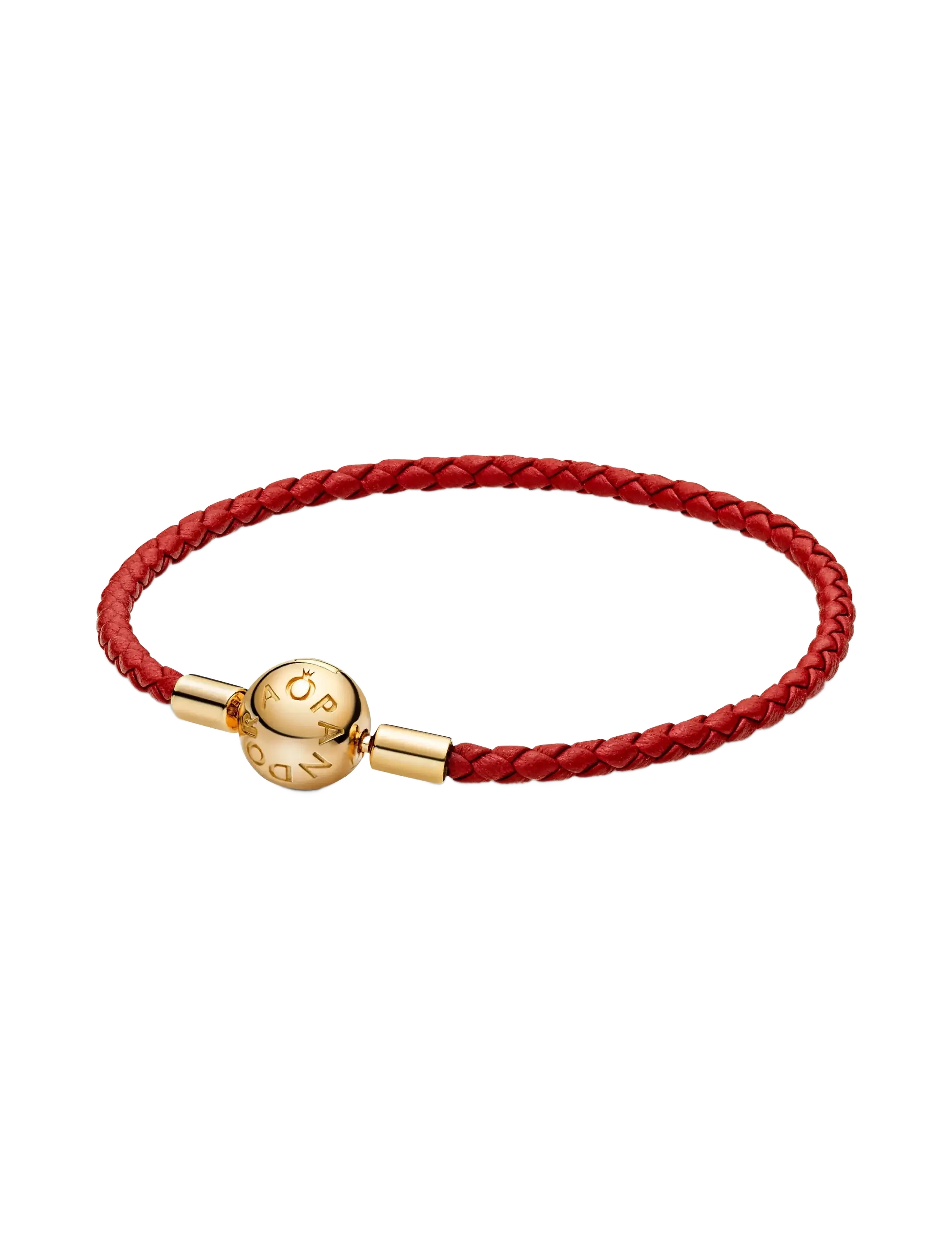Pandora 14k Gold-plated red leather bracelet - Pandora - RED / gold