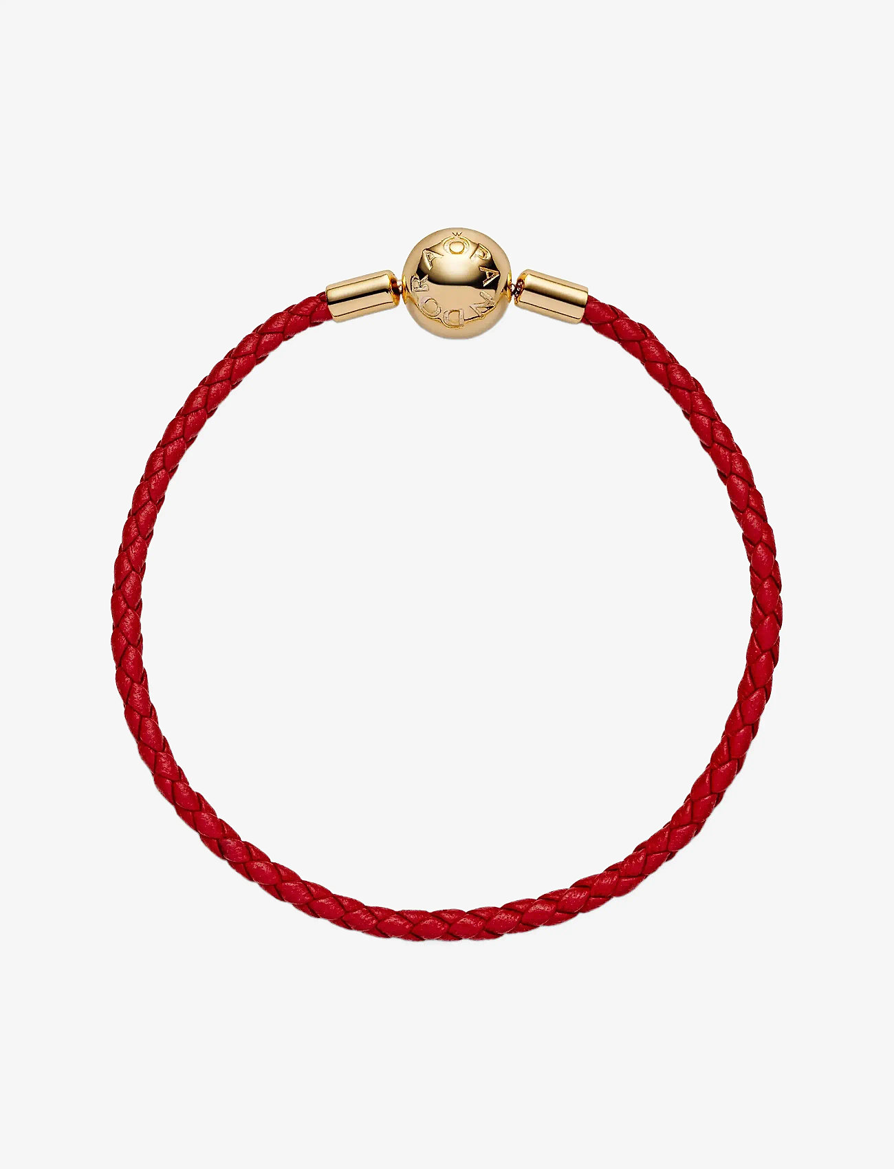 Pandora - 14k Gold-plated red leather bracelet - kedjearmband - red - 2