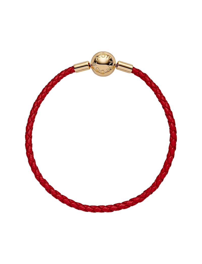 Pandora - 14k Gold-plated red leather bracelet - kedjearmband - red - 2