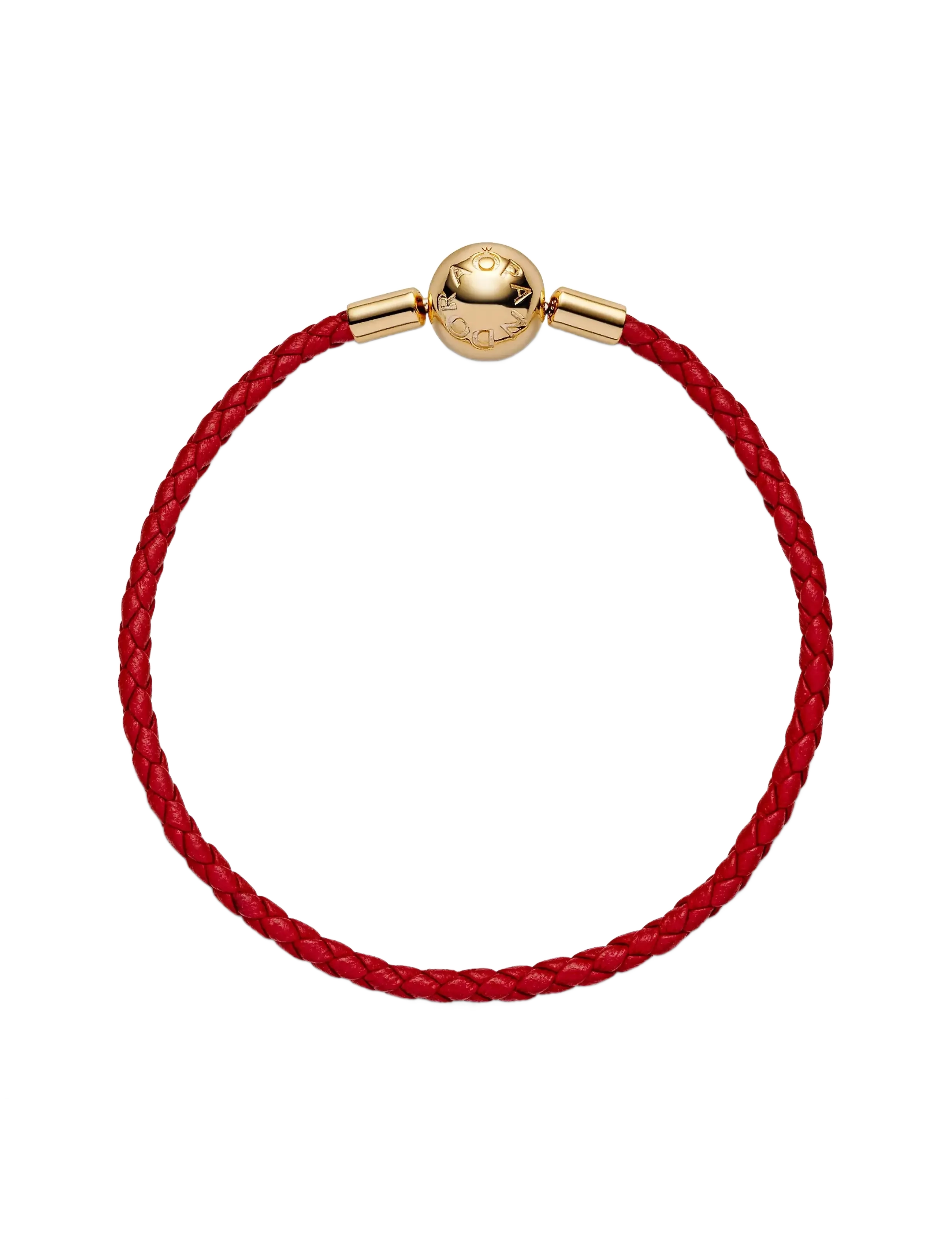 Pandora - 14k Gold-plated red leather bracelet - kædearmbånd - red - 2
