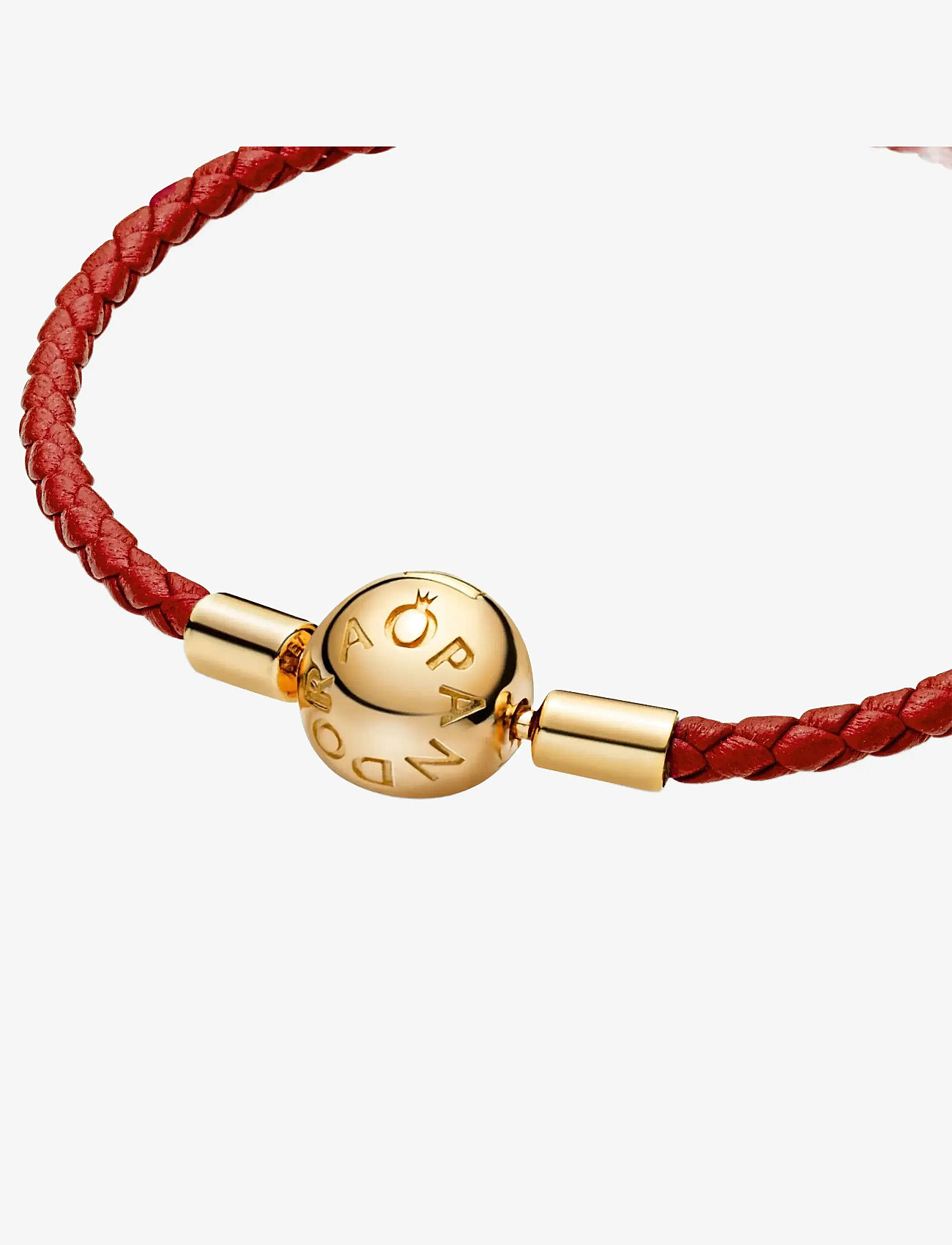 Pandora - 14k Gold-plated red leather bracelet - kedjearmband - red - 3