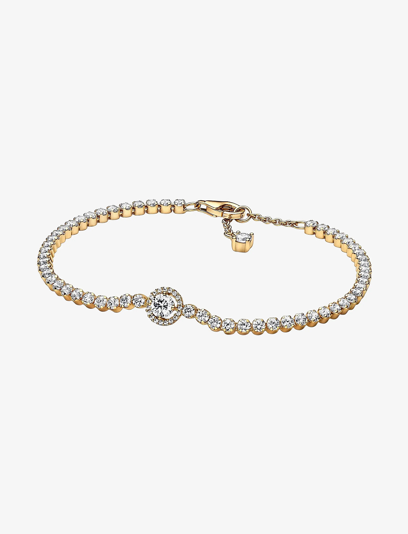 Pandora - 14k Gold-plated bracelet with clear cubic zirconia - kædearmbånd - clear - 1