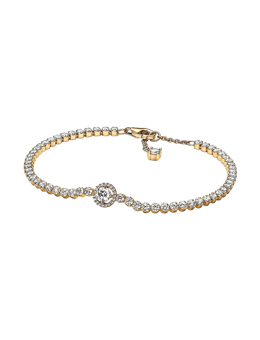 Pandora - 14k Gold-plated bracelet with clear cubic zirconia - kettenarmbänder - clear - 1