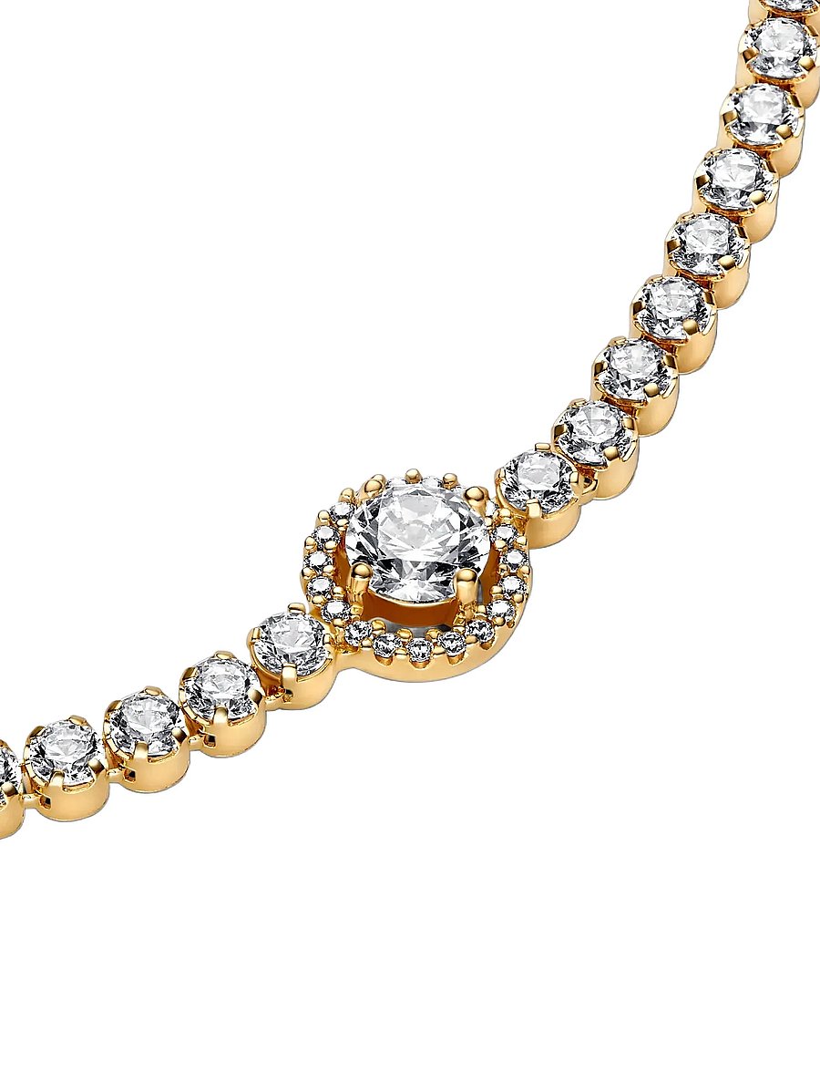 Pandora - 14k Gold-plated bracelet with clear cubic zirconia - kettenarmbänder - clear - 3