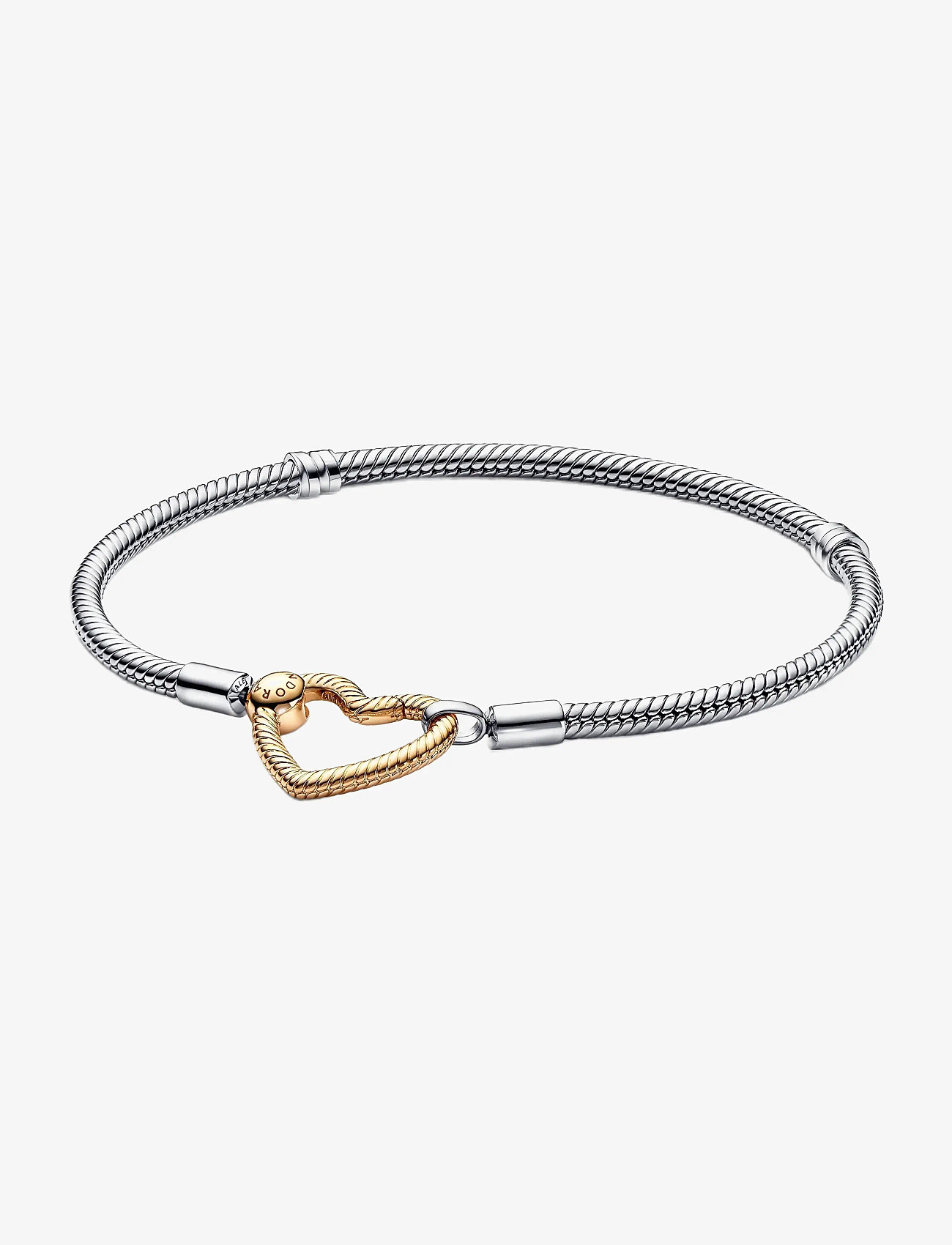 Pandora - Snake chain sterling silver bracelet with 14k gold-plated heart clasp - chain bracelets - no color - 1