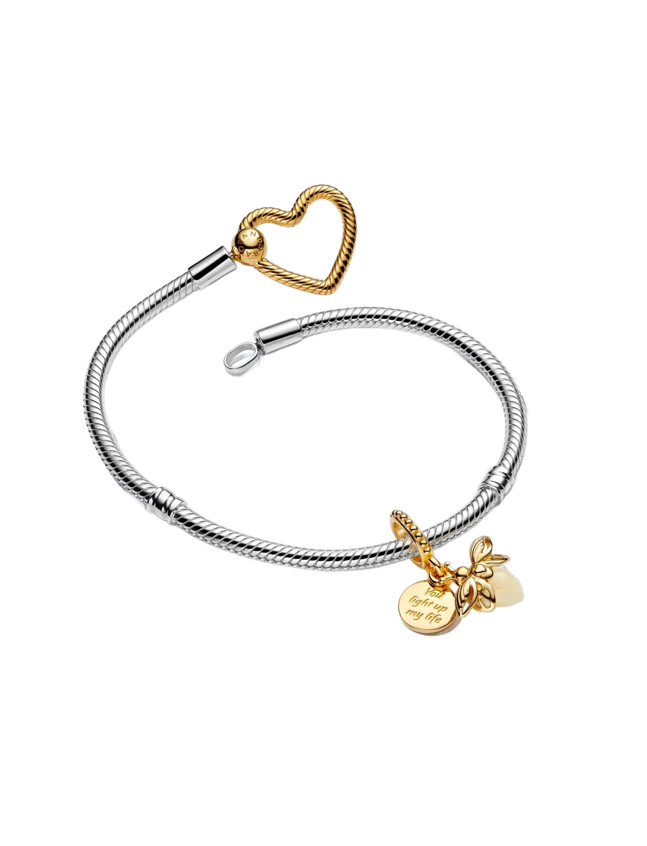 Pandora - Heart Closure Snake Chain Bracelet - kettenarmbänder - no color - 2