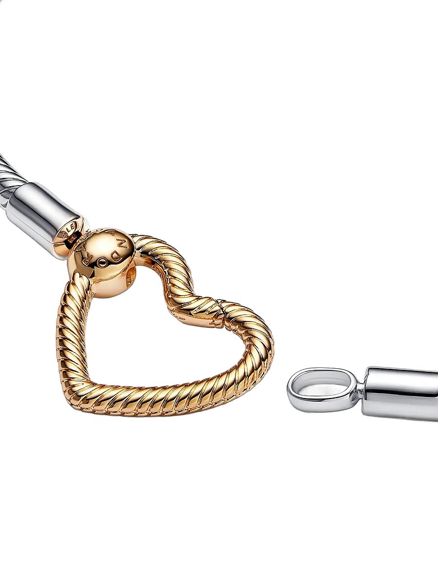 Pandora - Heart Closure Snake Chain Bracelet - kettenarmbänder - no color - 3