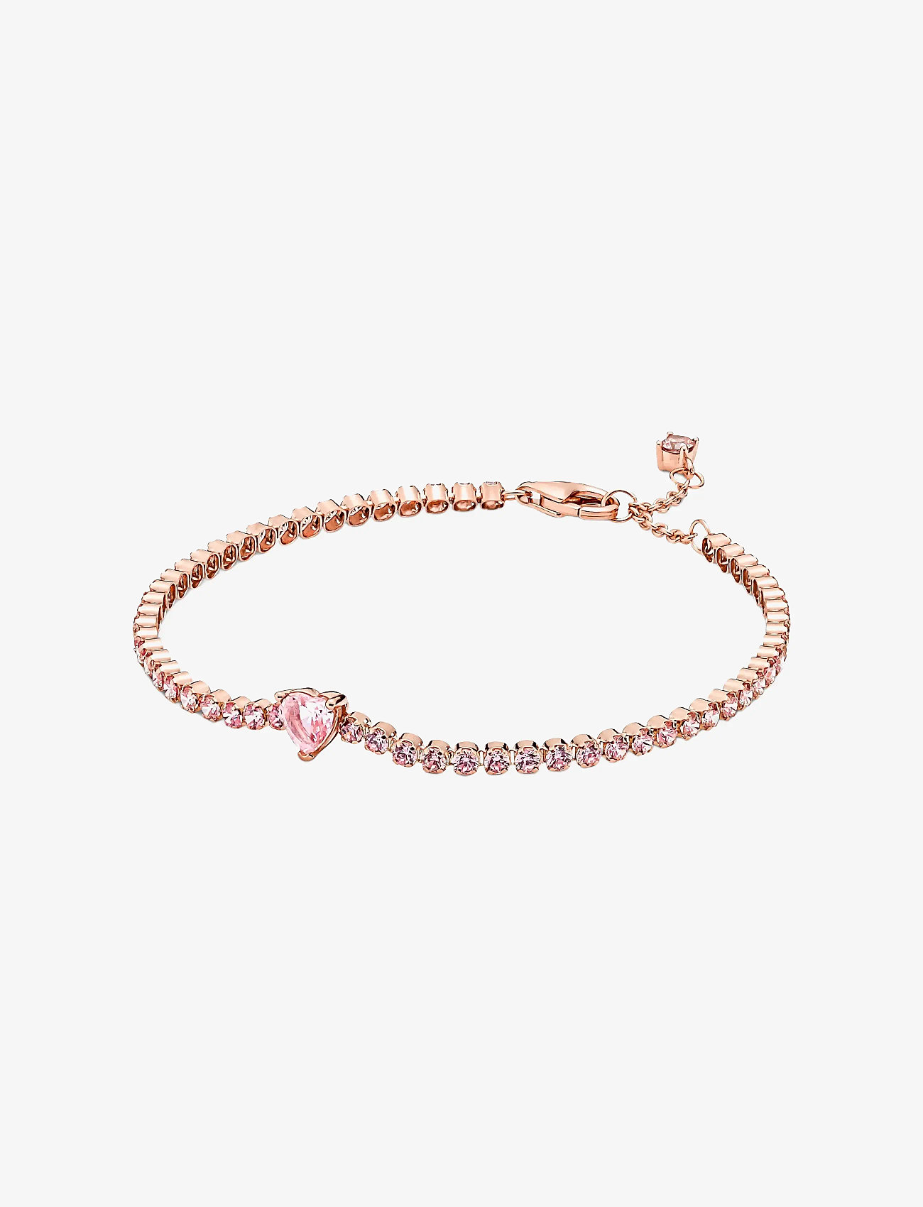 Pandora - Heart 14k rose gold-plated tennis bracelet with orchid pink crystal - kettenarmbänder - pink - 1