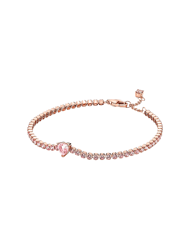Pandora - Heart 14k rose gold-plated tennis bracelet with orchid pink crystal - kedjearmband - pink - 1